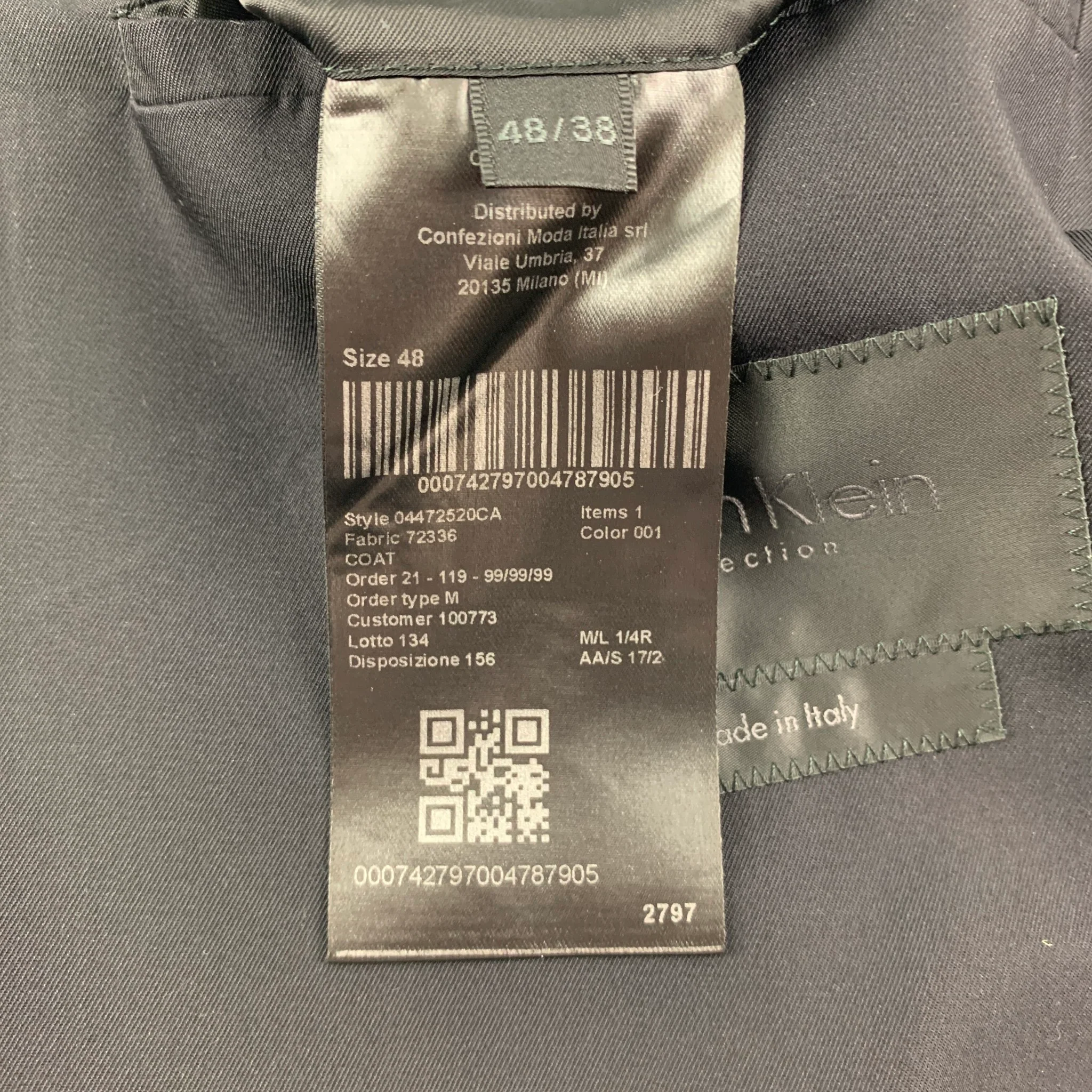 CALVIN KLEIN COLLECTION Size 38 Black Silk Lightweight Coat - Image 6