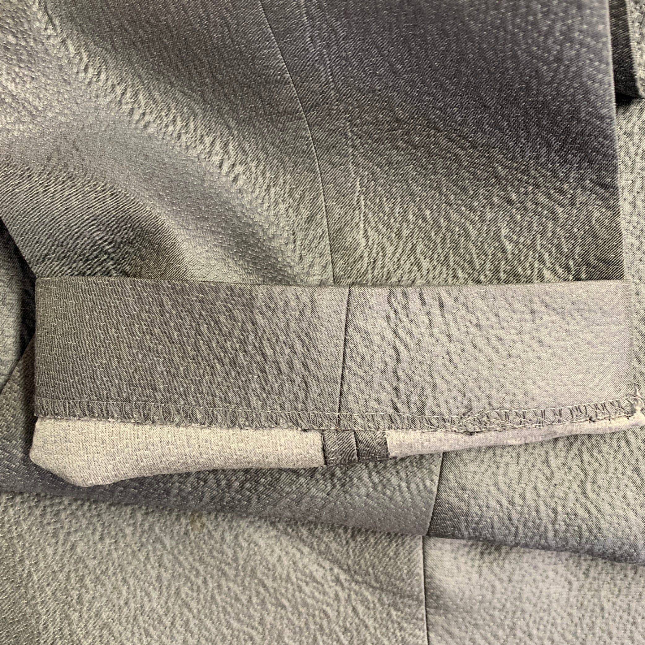 CALVIN KLEIN COLLECTION Size 38 Grey Textured Cotton Blend Peak Lapel Suit - Image 15