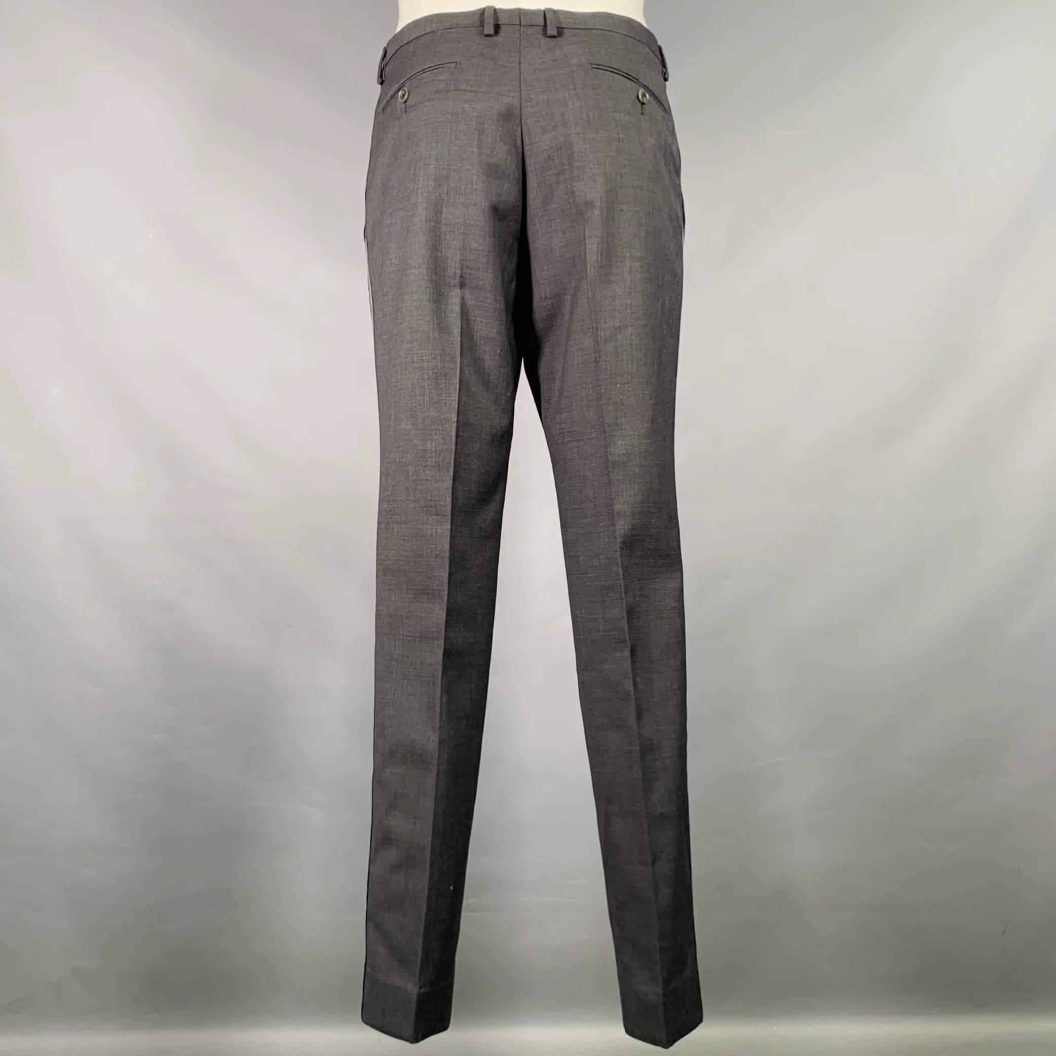 CALVIN KLEIN COLLECTION Size 40 Grey Wool Notch Lapel Tuxedo - Image 5