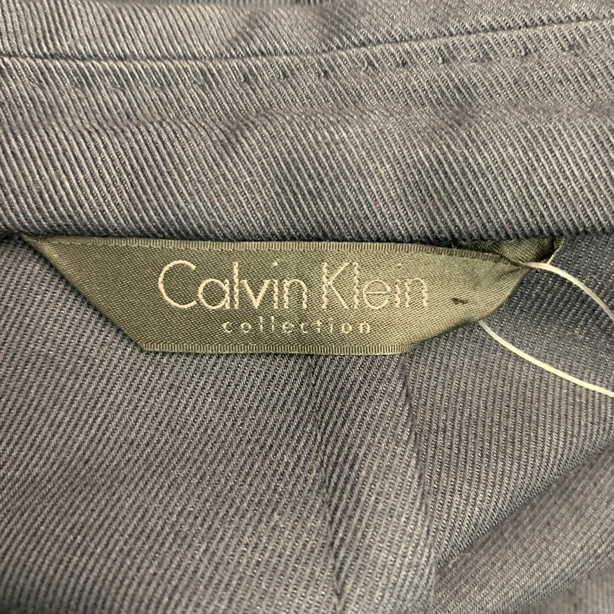 CALVIN KLEIN COLLECTION Size 40 Navy Cotton Blend Coat - Image 4