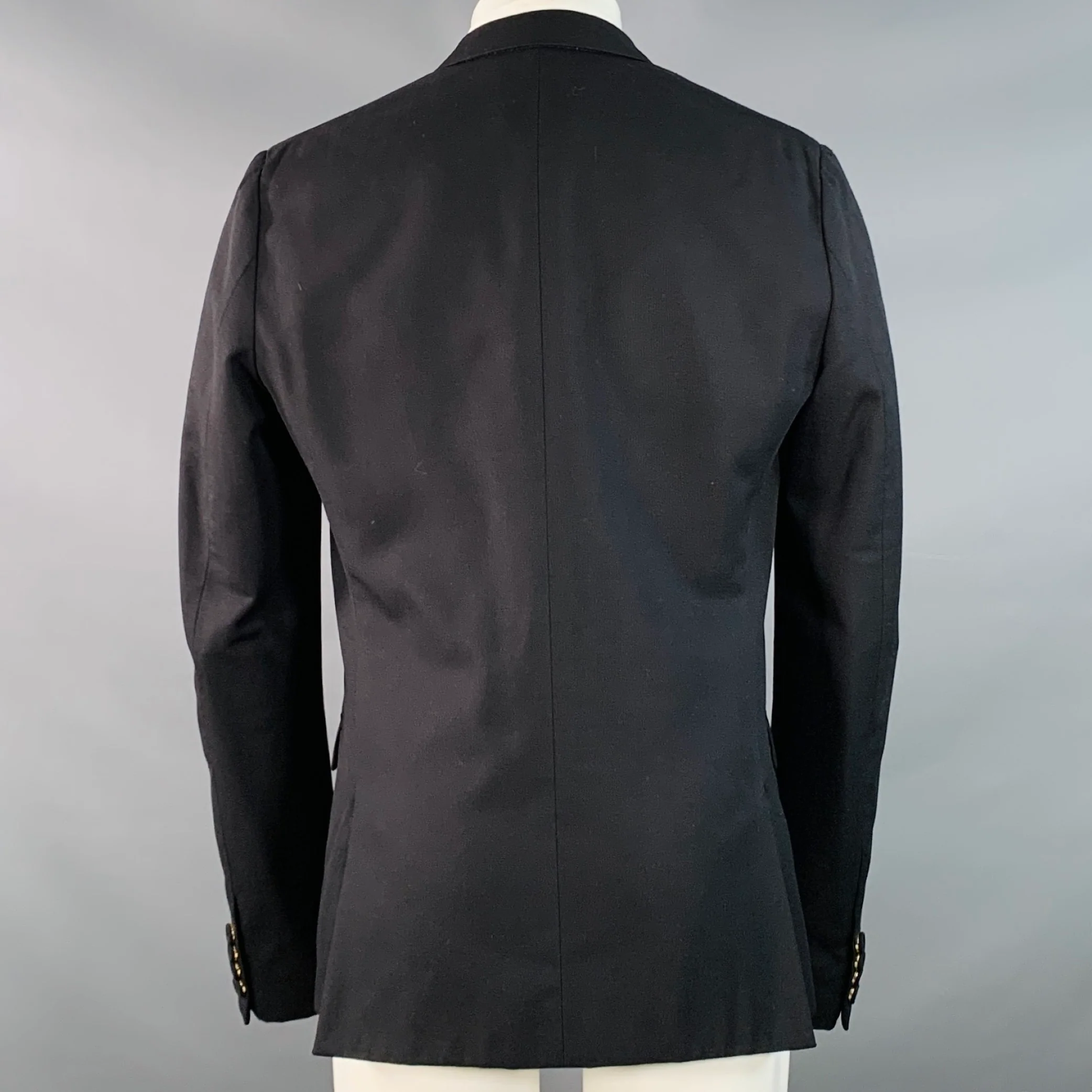 CALVIN KLEIN COLLECTION Size 40 Regular Black Wool Silk Notch Lapel Sport Coat - Image 4