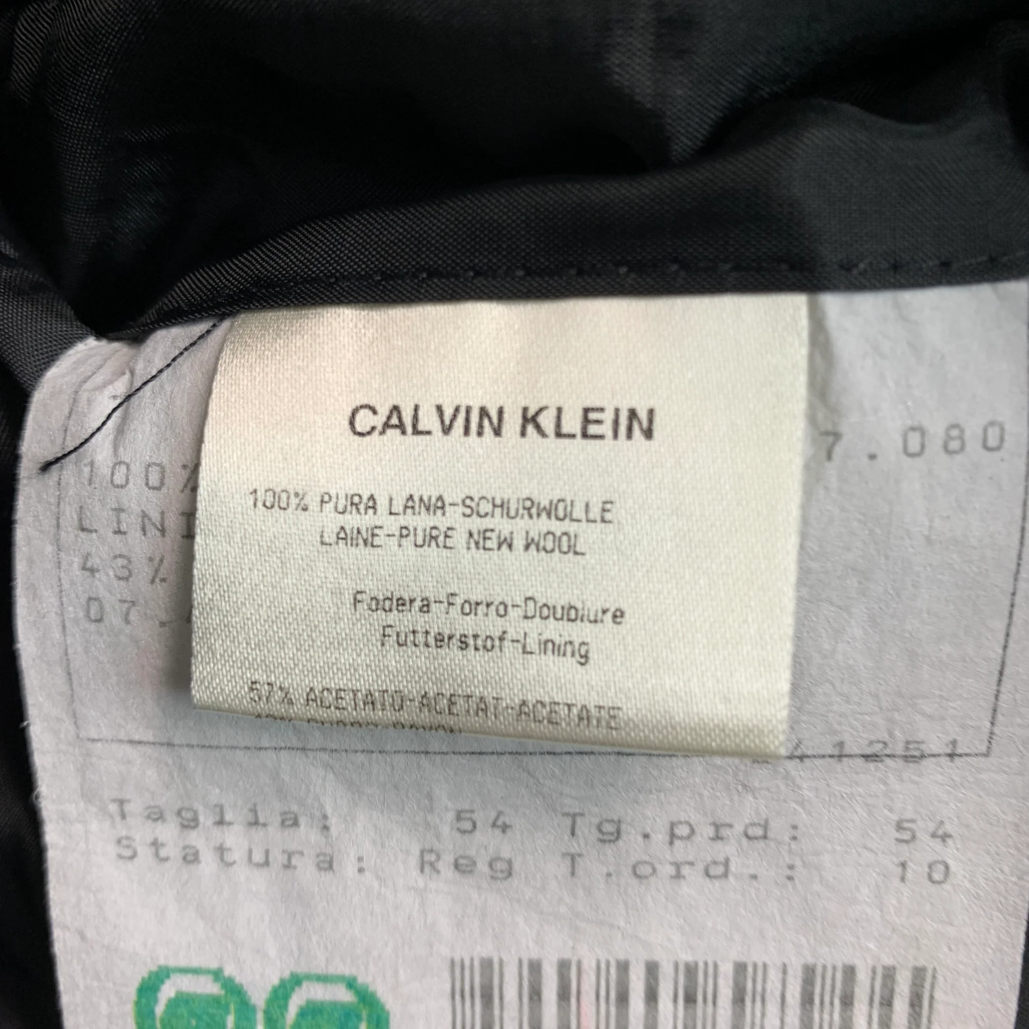 CALVIN KLEIN COLLECTION Size 44 Black Wool Notch Lapel Sport Coat - Image 8