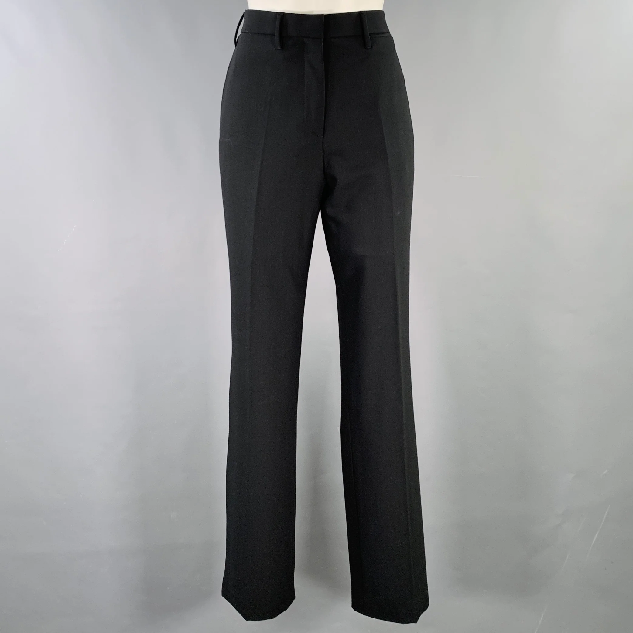 CALVIN KLEIN COLLECTION Size 8 Black Wool Wide Leg Dress Pants