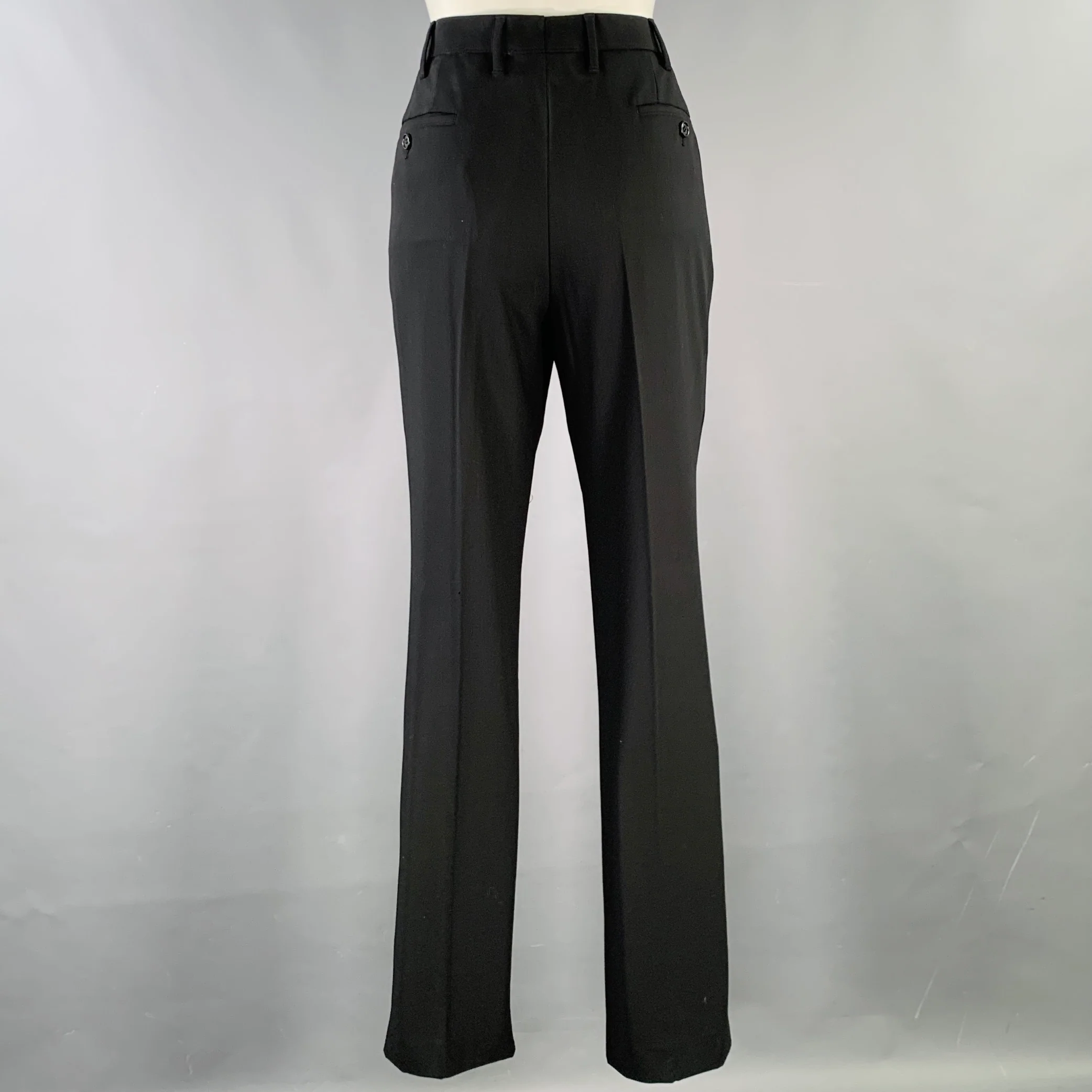 CALVIN KLEIN COLLECTION Size 8 Black Wool Wide Leg Dress Pants - Image 2