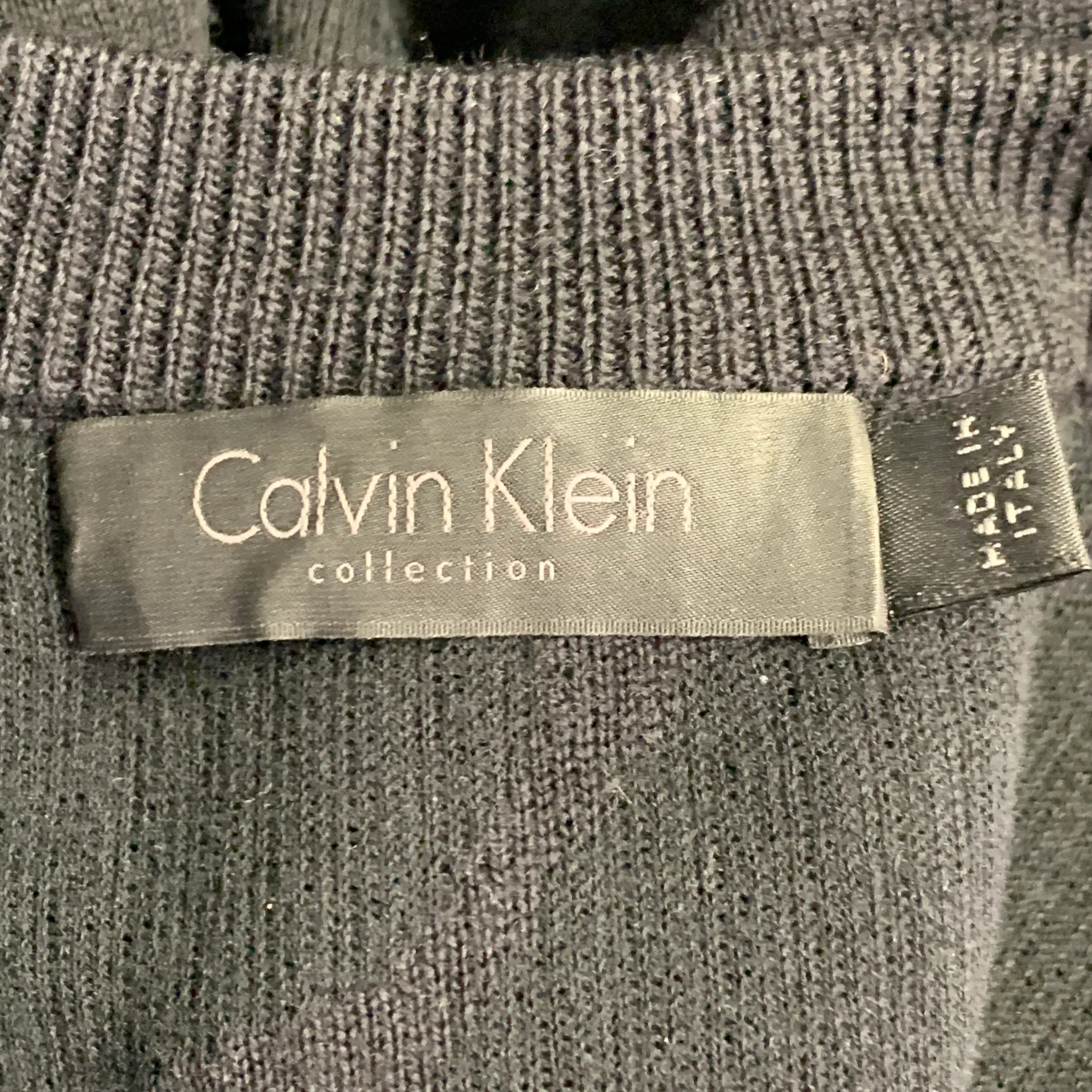 CALVIN KLEIN COLLECTION Size S Black Knit Viscose Virgin Wool T-shirt - Image 5