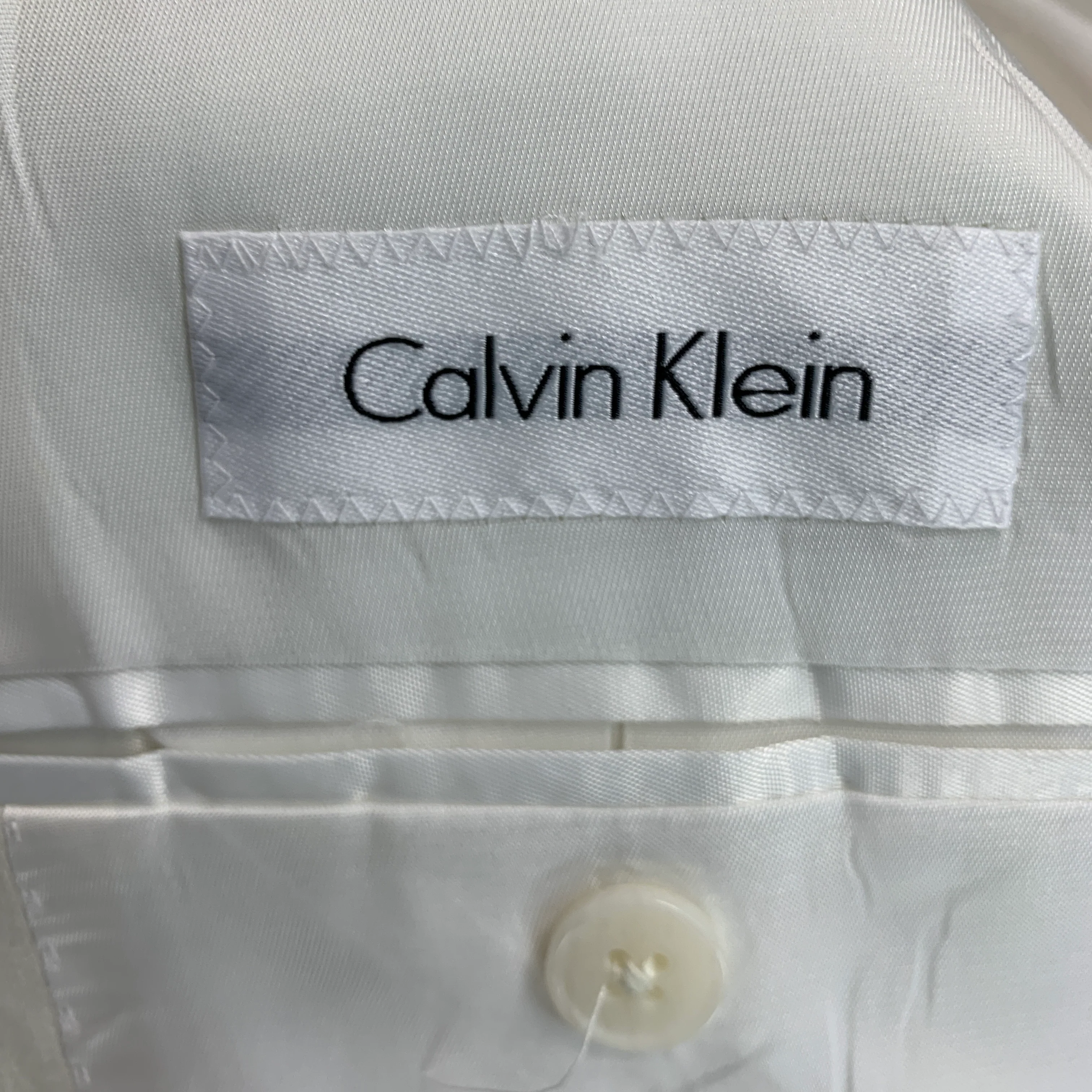 CALVIN KLEIN Size 44 Long Cream Linen Single breasted Suit - Image 9