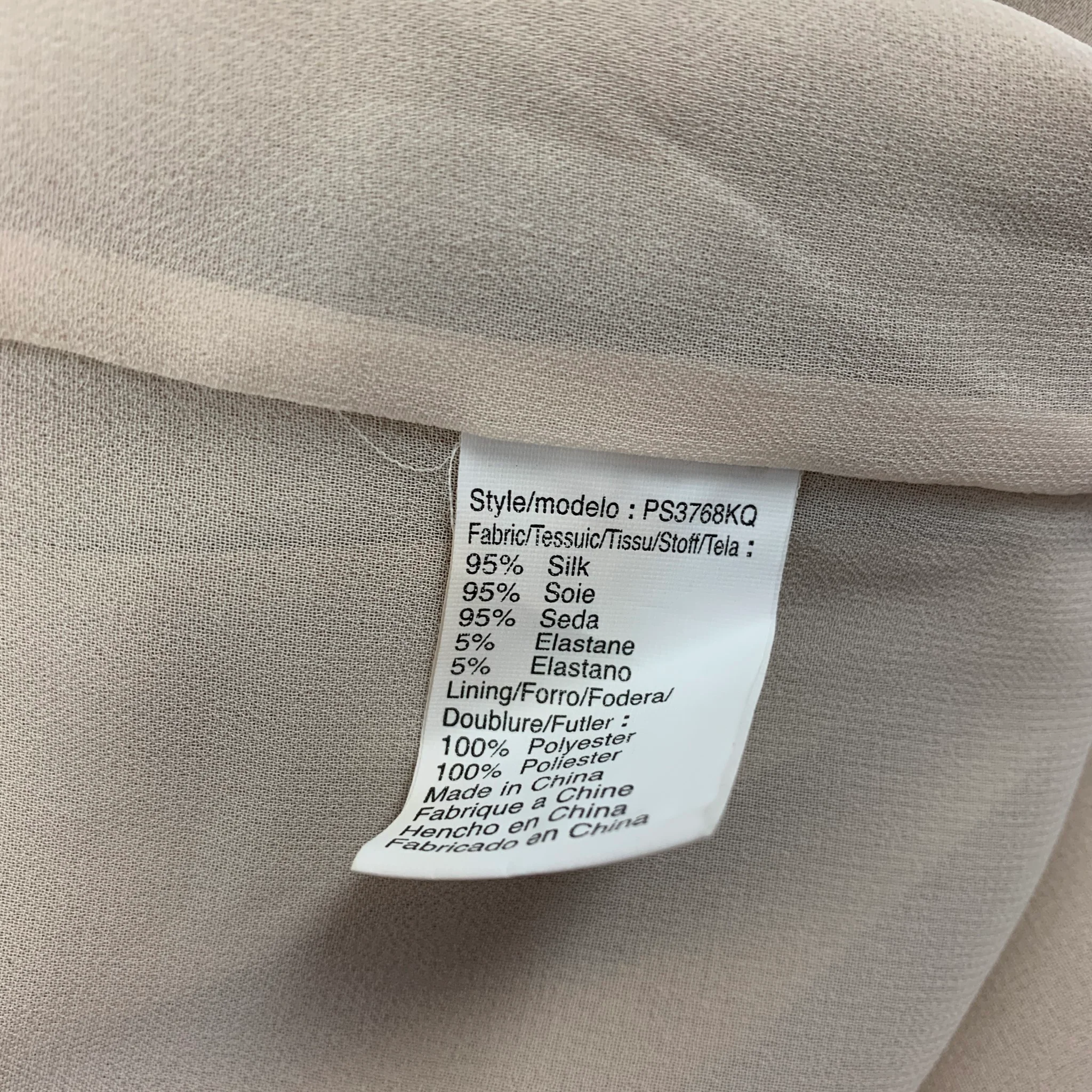 CALVIN KLEIN Size 8 Beige Silk Sequined A-Line Skirt - Image 5