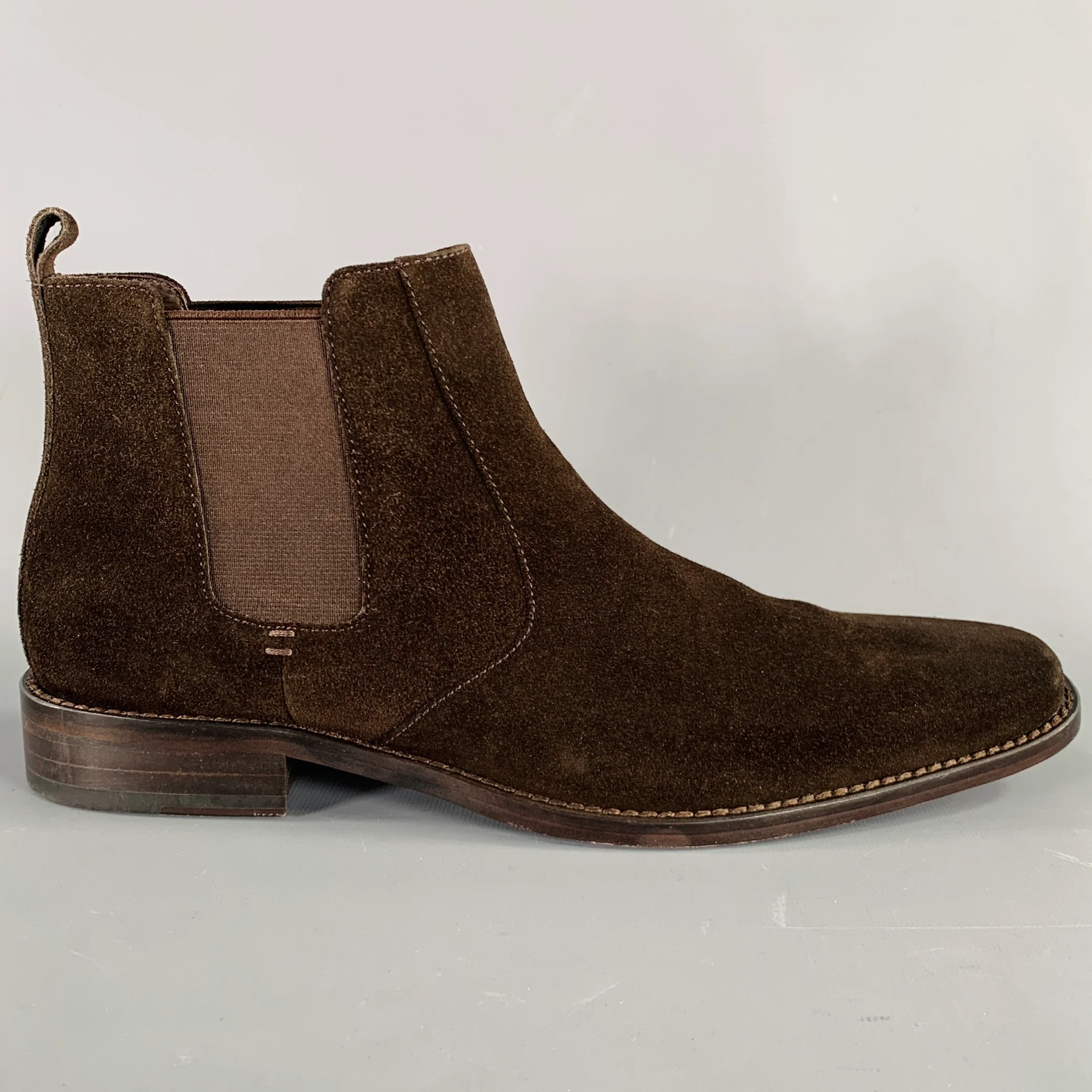 CALVIN KLEIN Size 9.5 -Miller- Brown Suede Pull On Chelsea Boots - Image 2