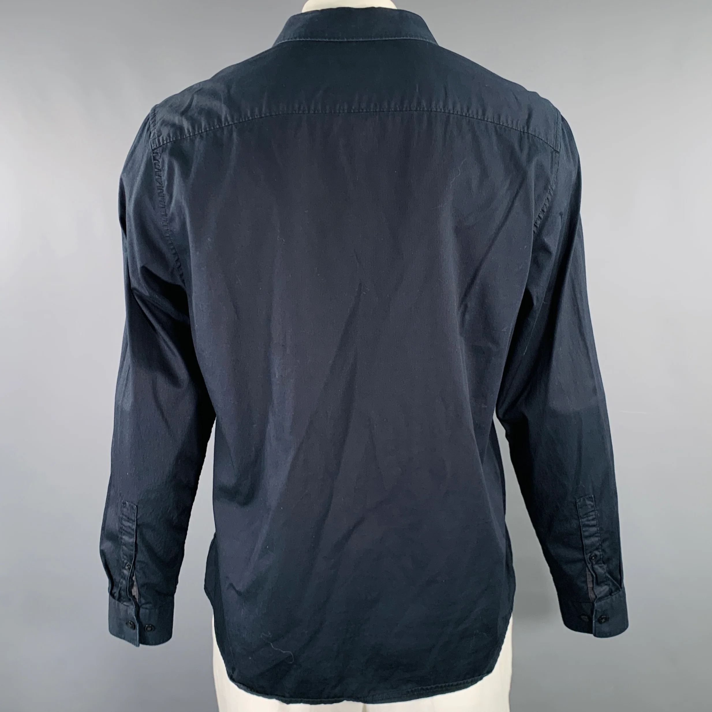 CALVIN KLEIN Size L Black Cotton Button Up Long Sleeve Shirt - Image 3