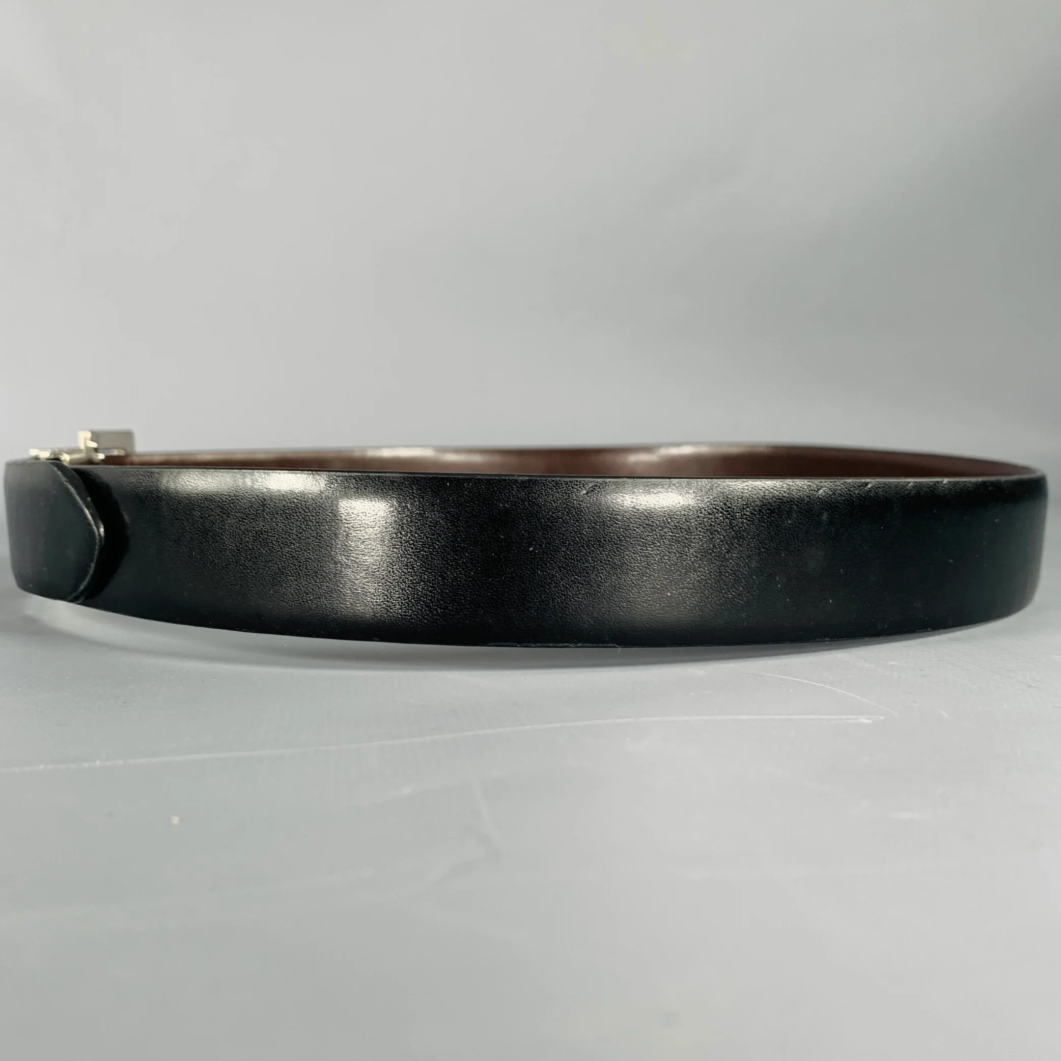 CALVIN KLEIN Size S Black Silver Leather Belt - Image 4