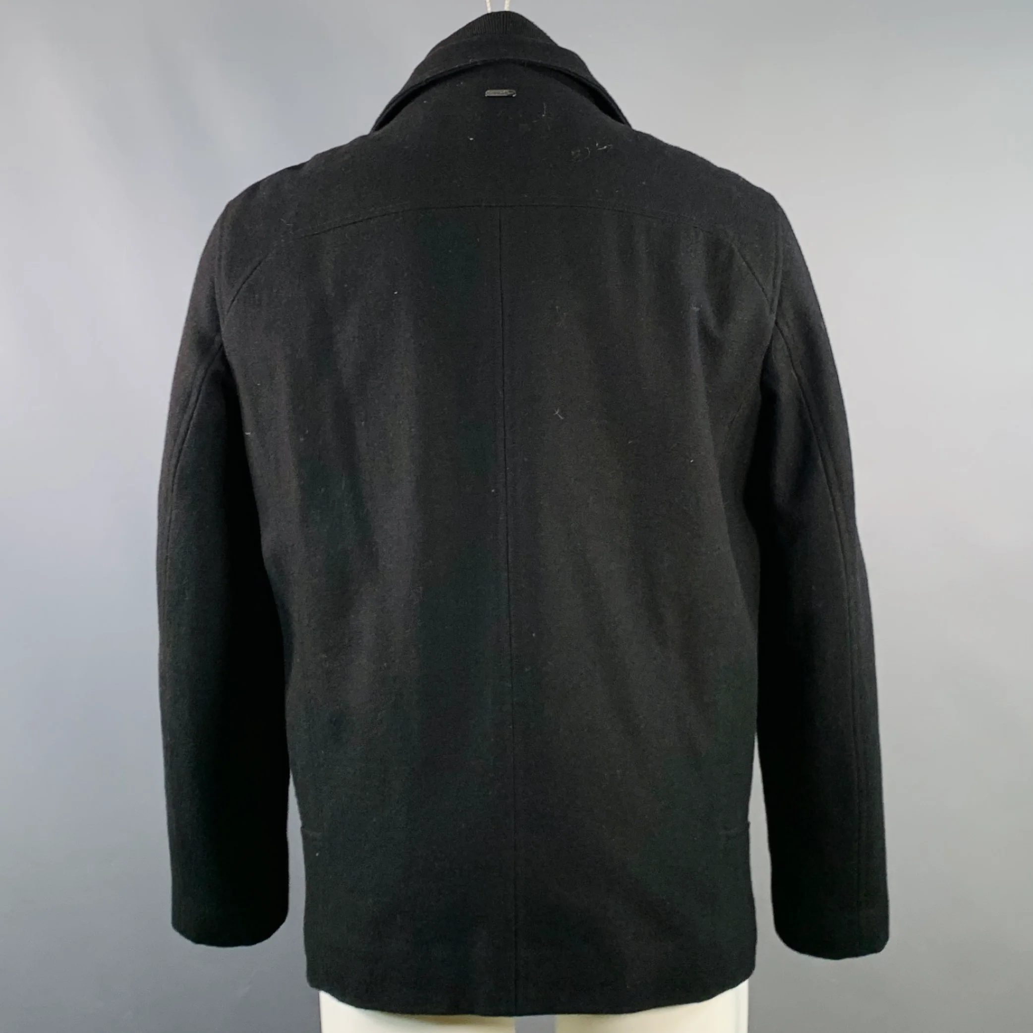 CALVIN KLEIN Size S Black Wool Blend Layered Zip Up Jacket - Image 4