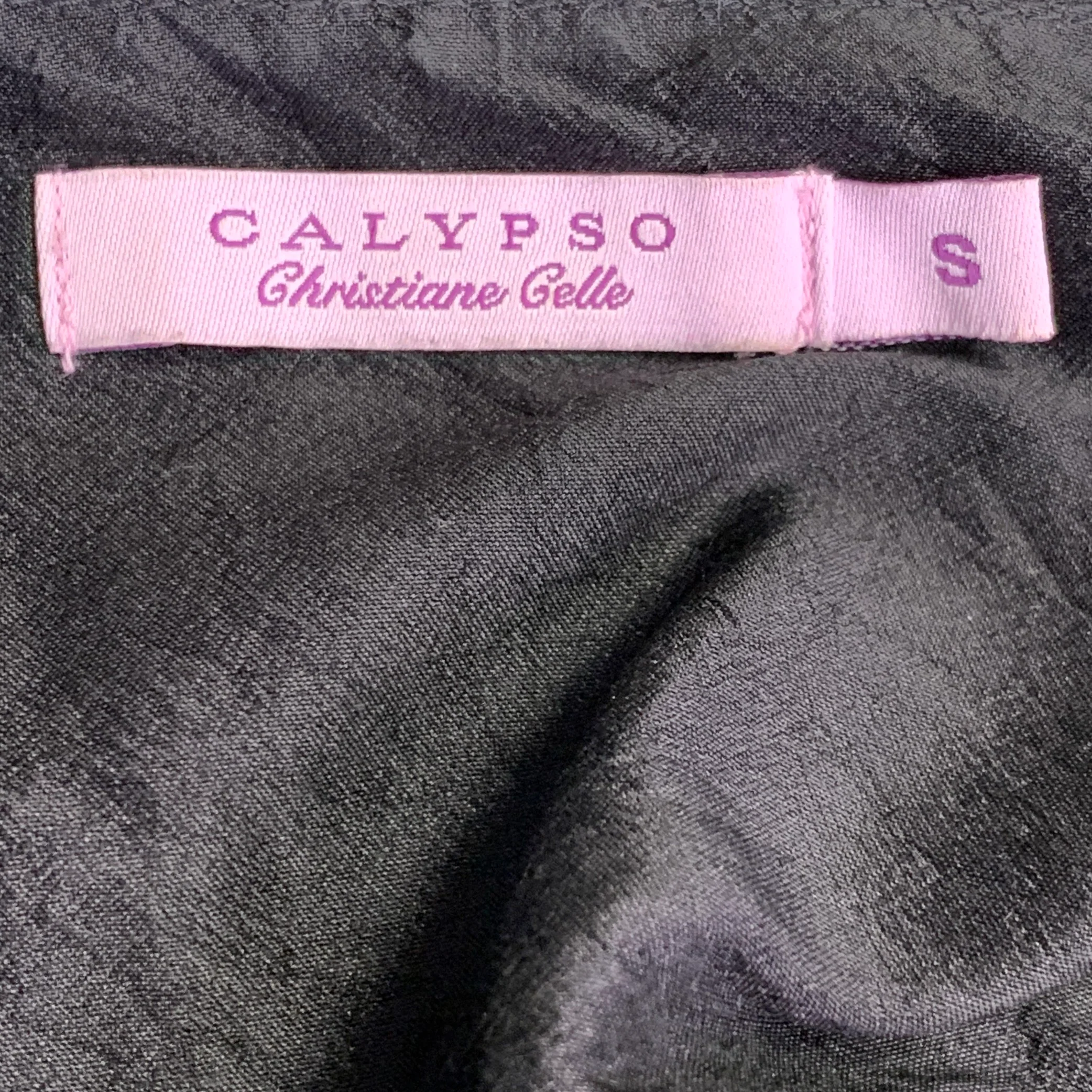 CALYPSO Size S Black Silk Wrinkled Wrap Dress - Image 4