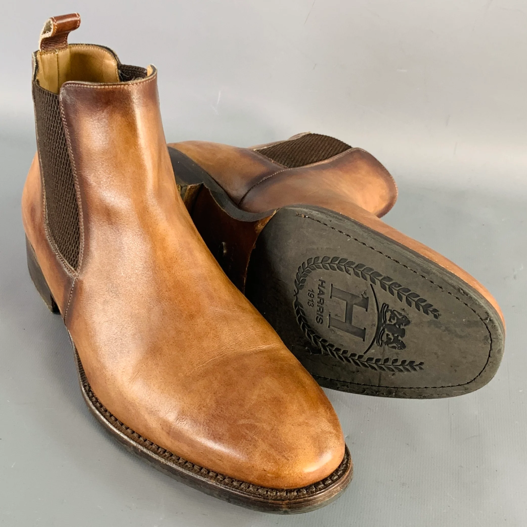 CALZOLERIA HARRIS Size 9.5 Brown Antique Leather Chelsea Ankle Boots - Image 5