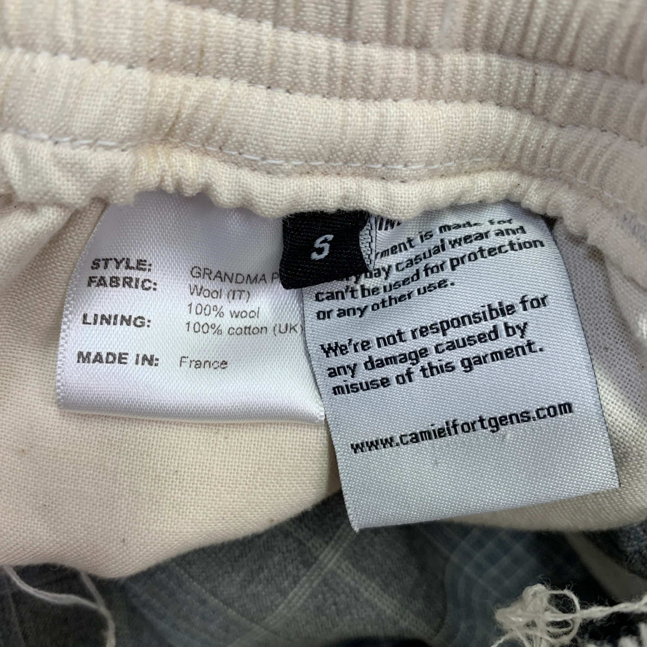 CAMIEL FORTGENS Size S Grandma Grey Plaid Wool Elastic Waistband Casual Pants - Image 4