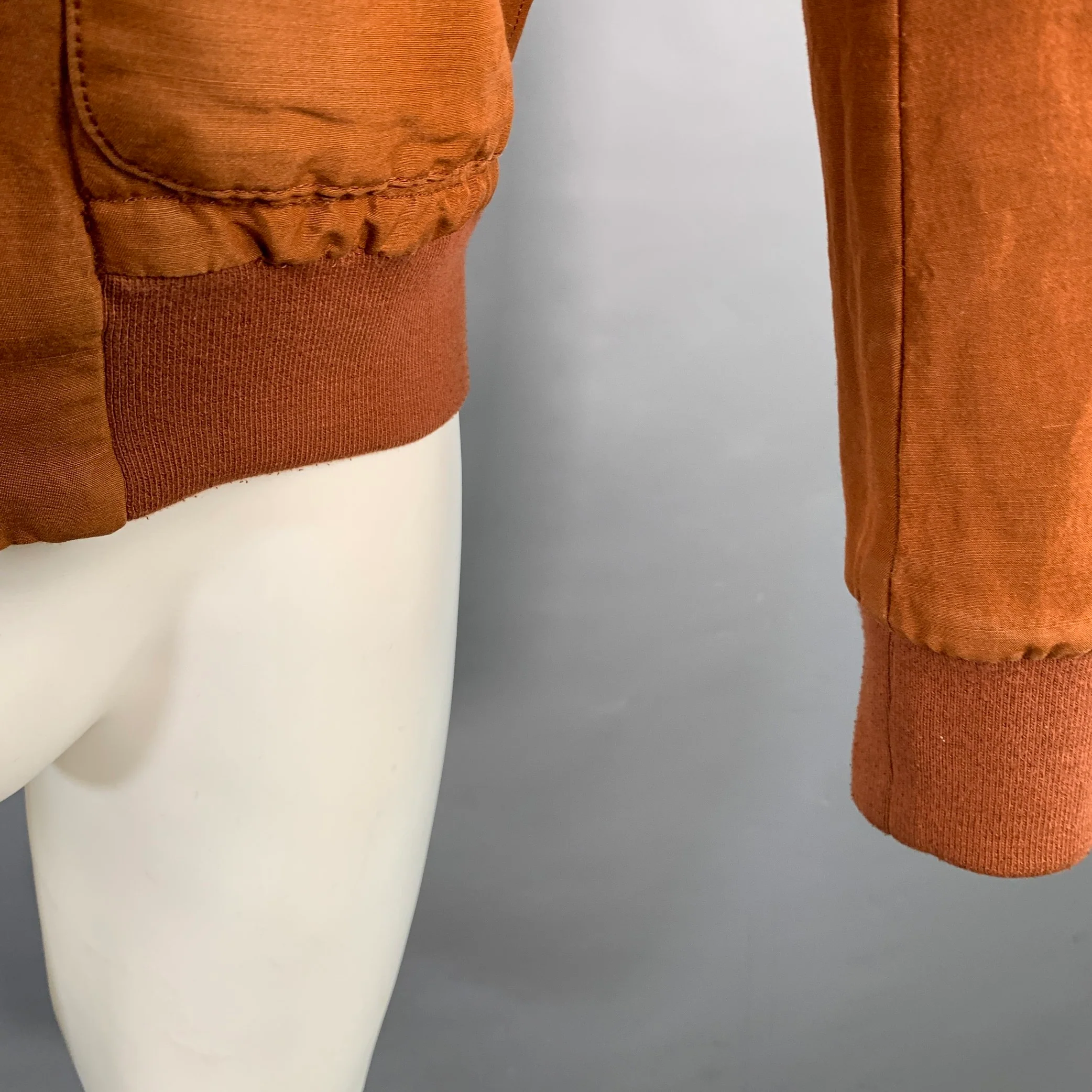 CAMOSHITA Size S Orange Rust Two Pockets Zip Up Bomber Jacket - Image 5