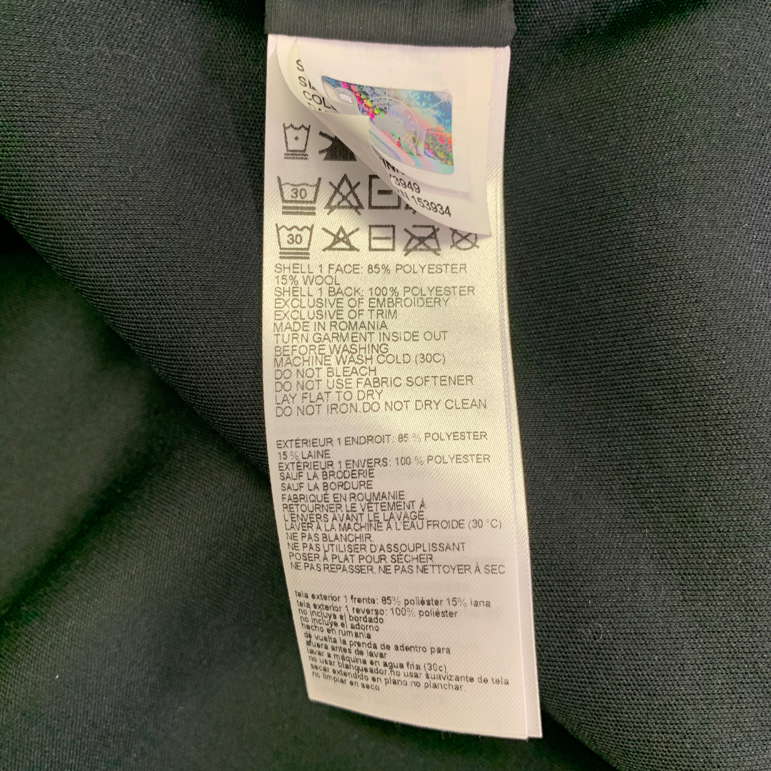 CANADA GOOSE Size S Green Black Polyester Wool Hooded Jacket - Image 6