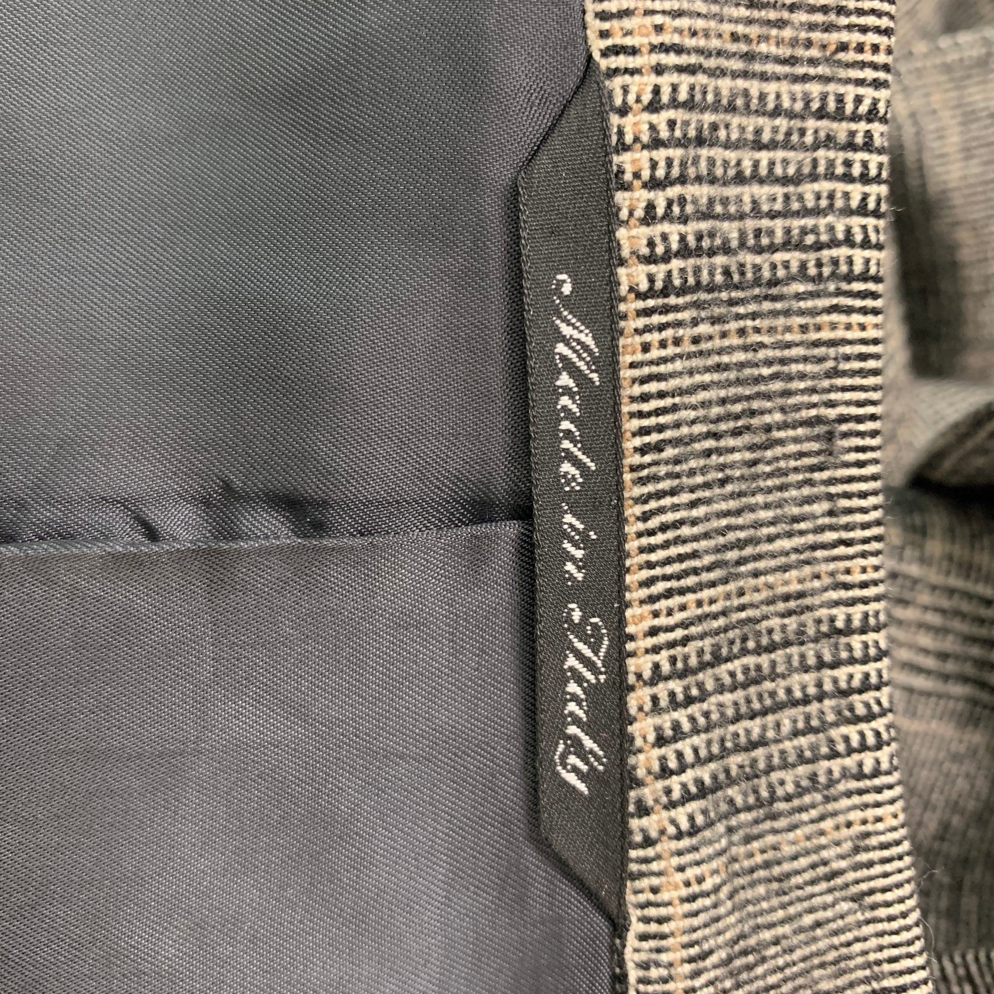 CANALI Chest Size 40 Black Beige Glenplaid Cashmere Single breasted Sport Coat - Image 4