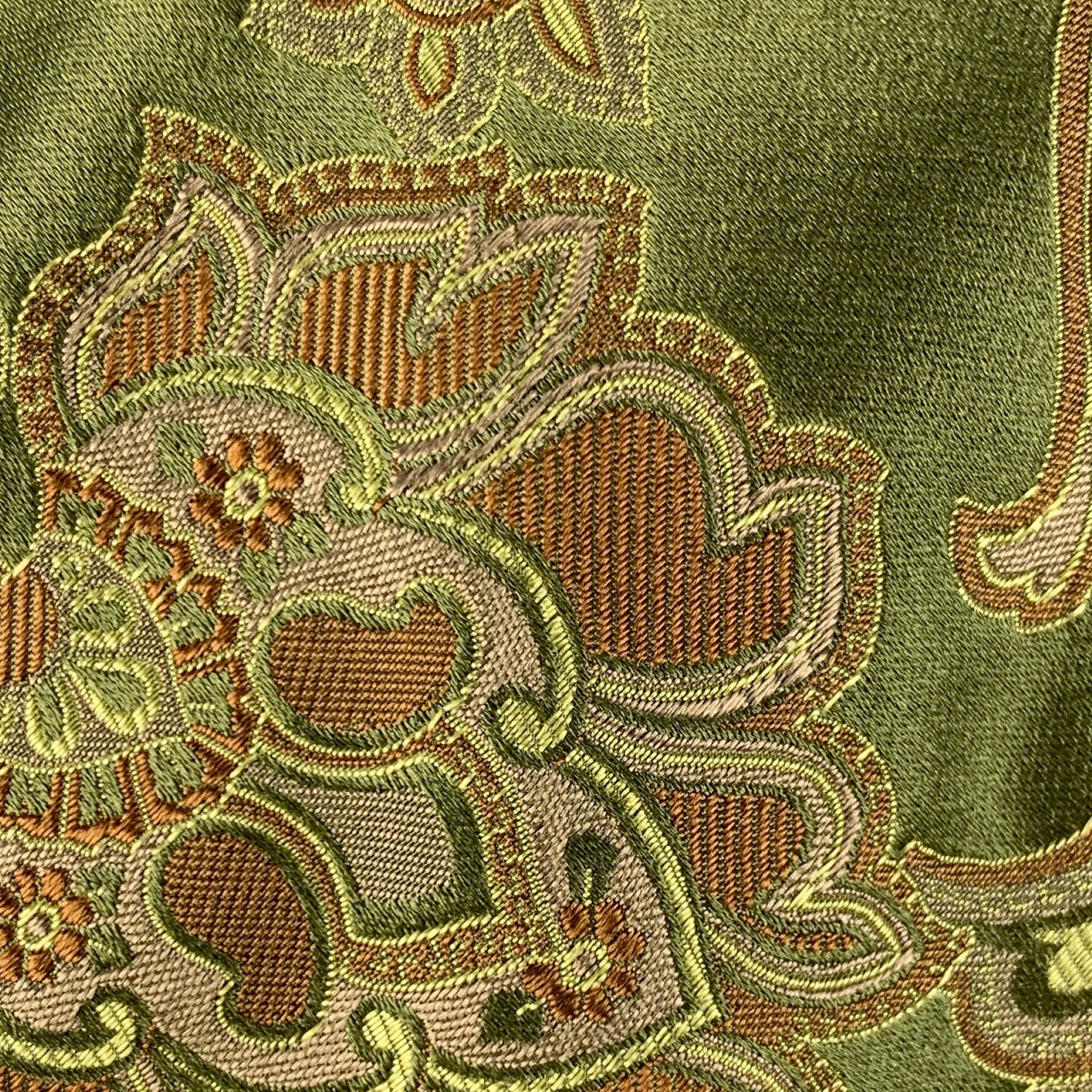 CANALI Green Taupe Paisley Silk Tie - Image 3