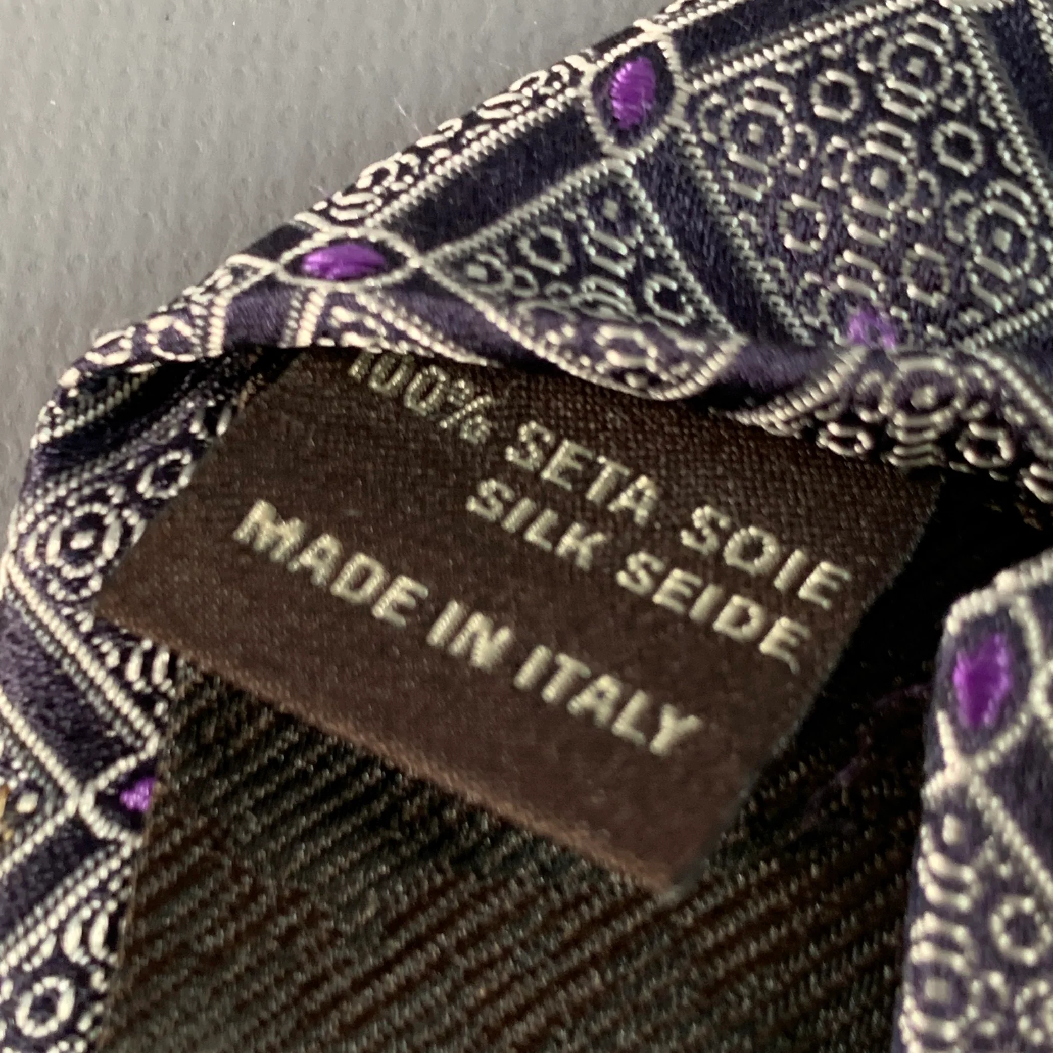 CANALI One Size Black Purple Checkered Jacquard Silk Tie - Image 6