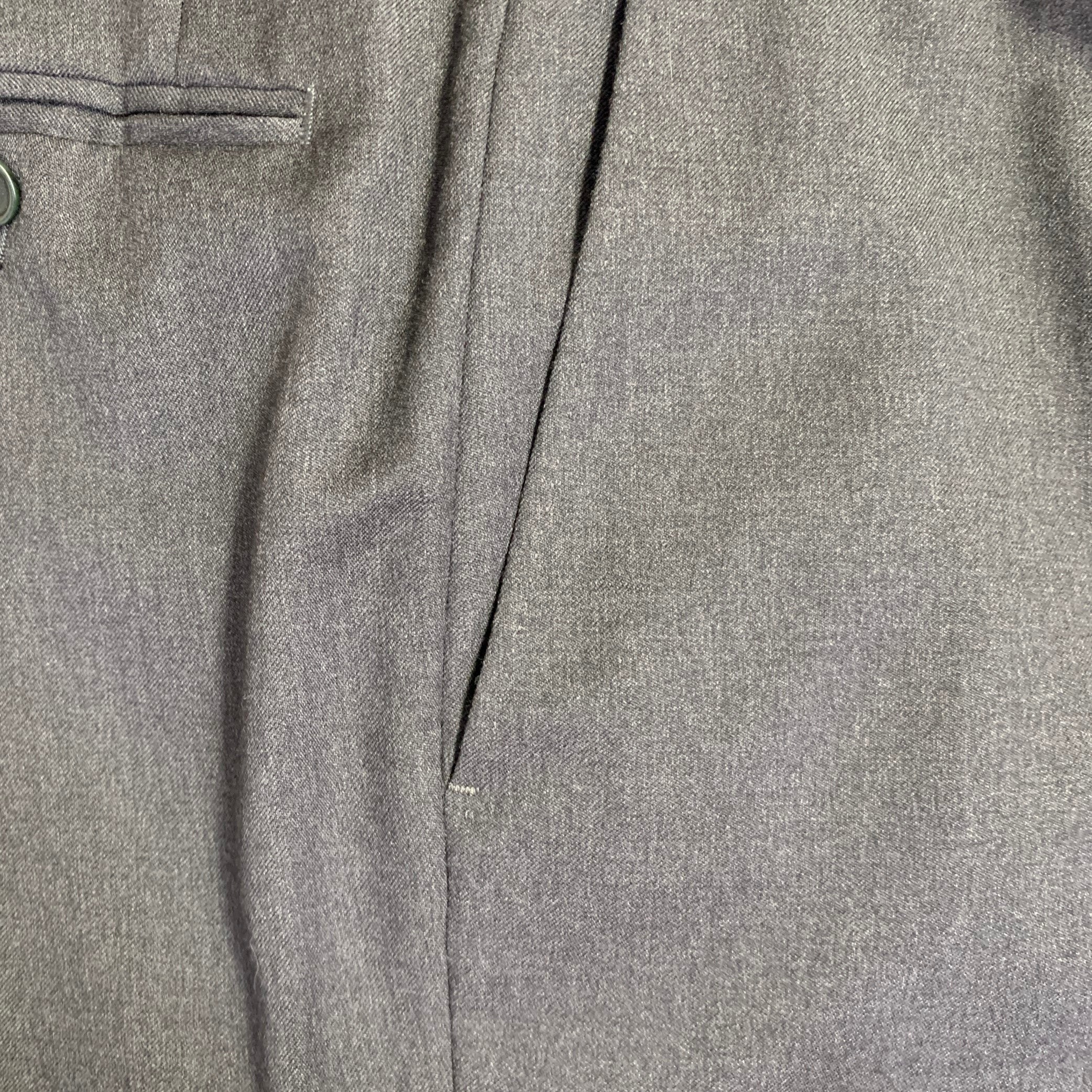 CANALI Size 36 Grey Charcoal Wool Tapered Zip Fly Dress Pants - Image 6