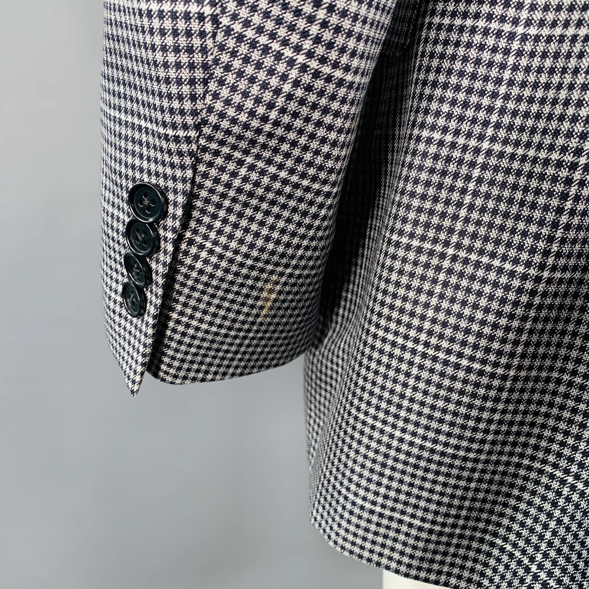 CANALI Size 40 Black White Houndstooth Silk Wool Sport Coat - Image 5