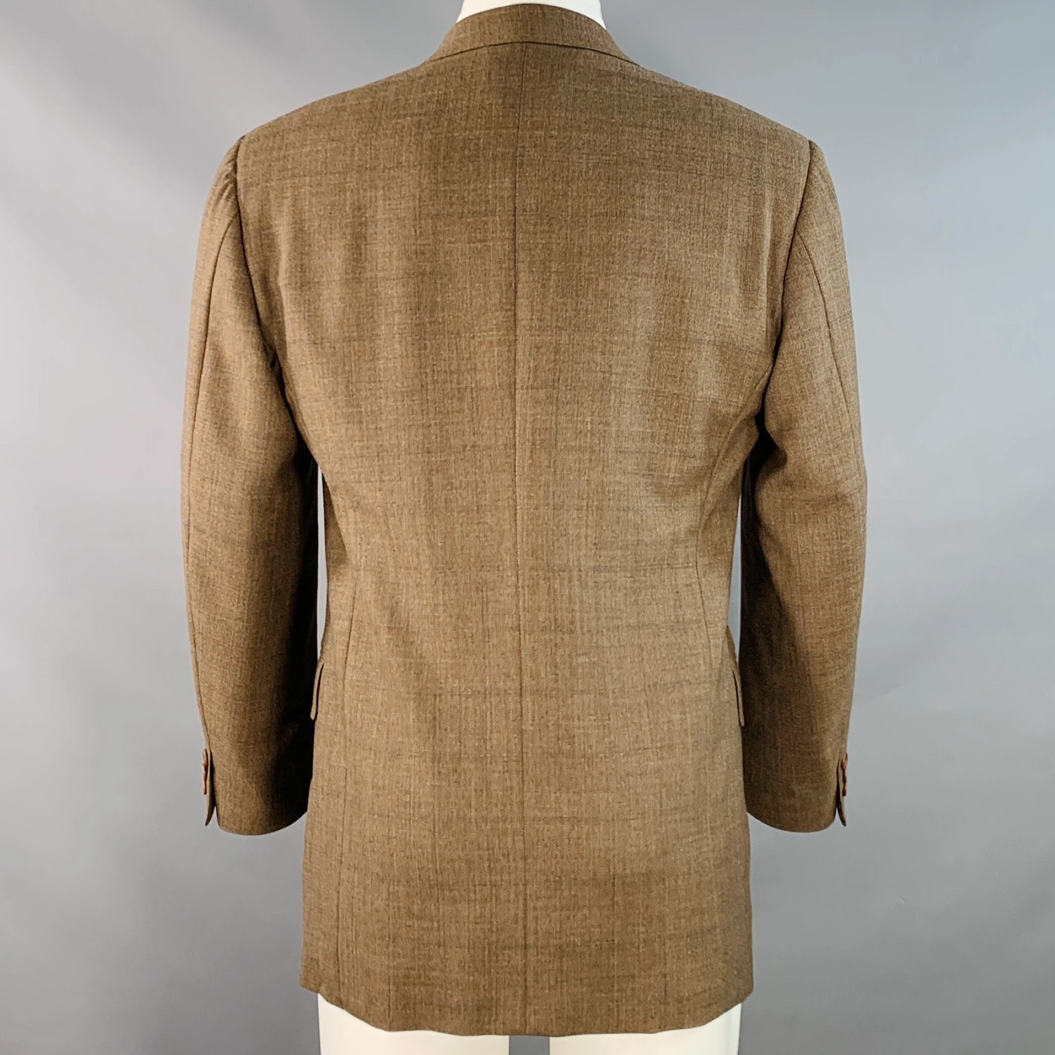 CANALI Size 40 Brown Blue Window Pane Wool Single Breasted Sport Coat - Image 3