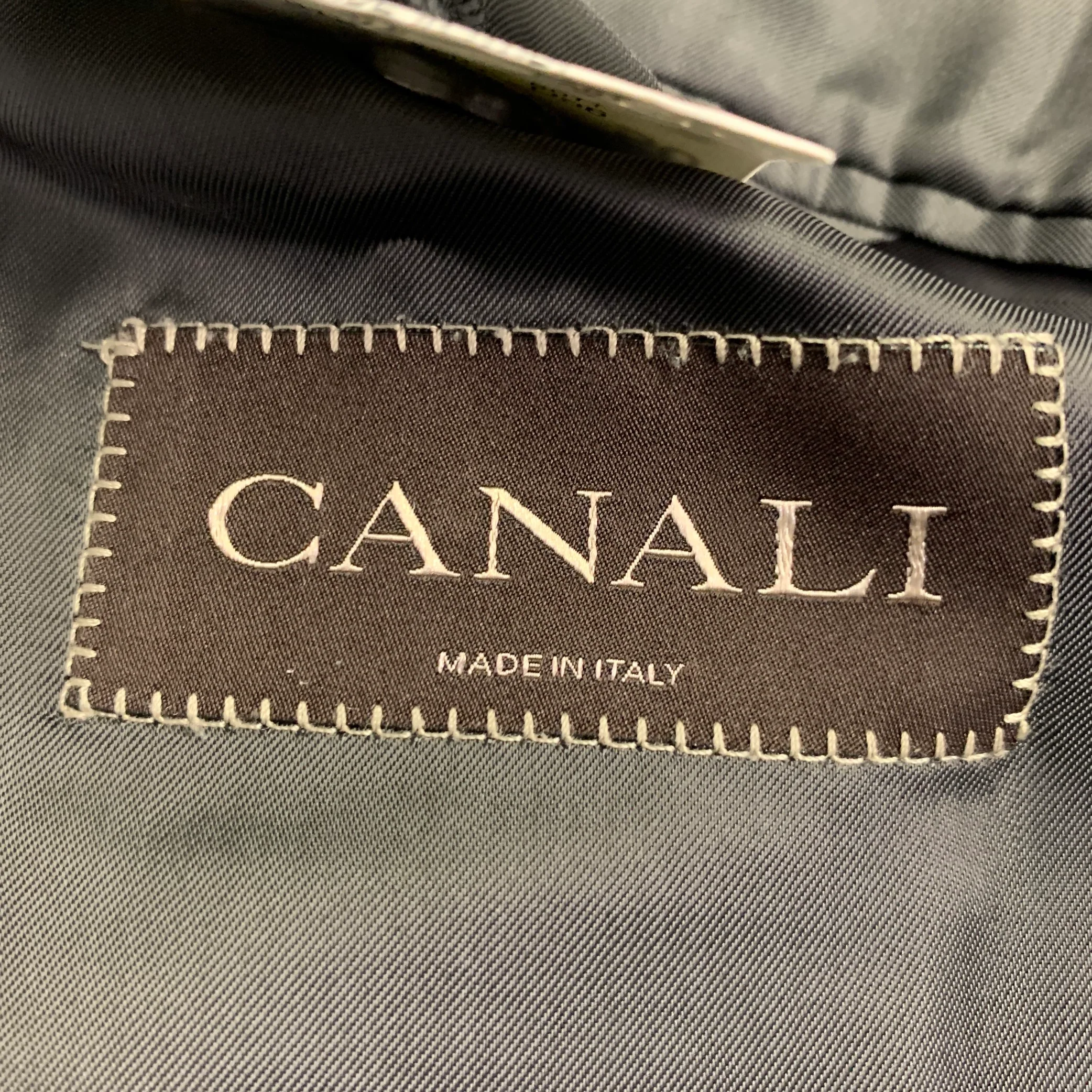CANALI Size 40 Grey Charcoal Stripe Wool Cashmere Single Breasted Suit - Image 9