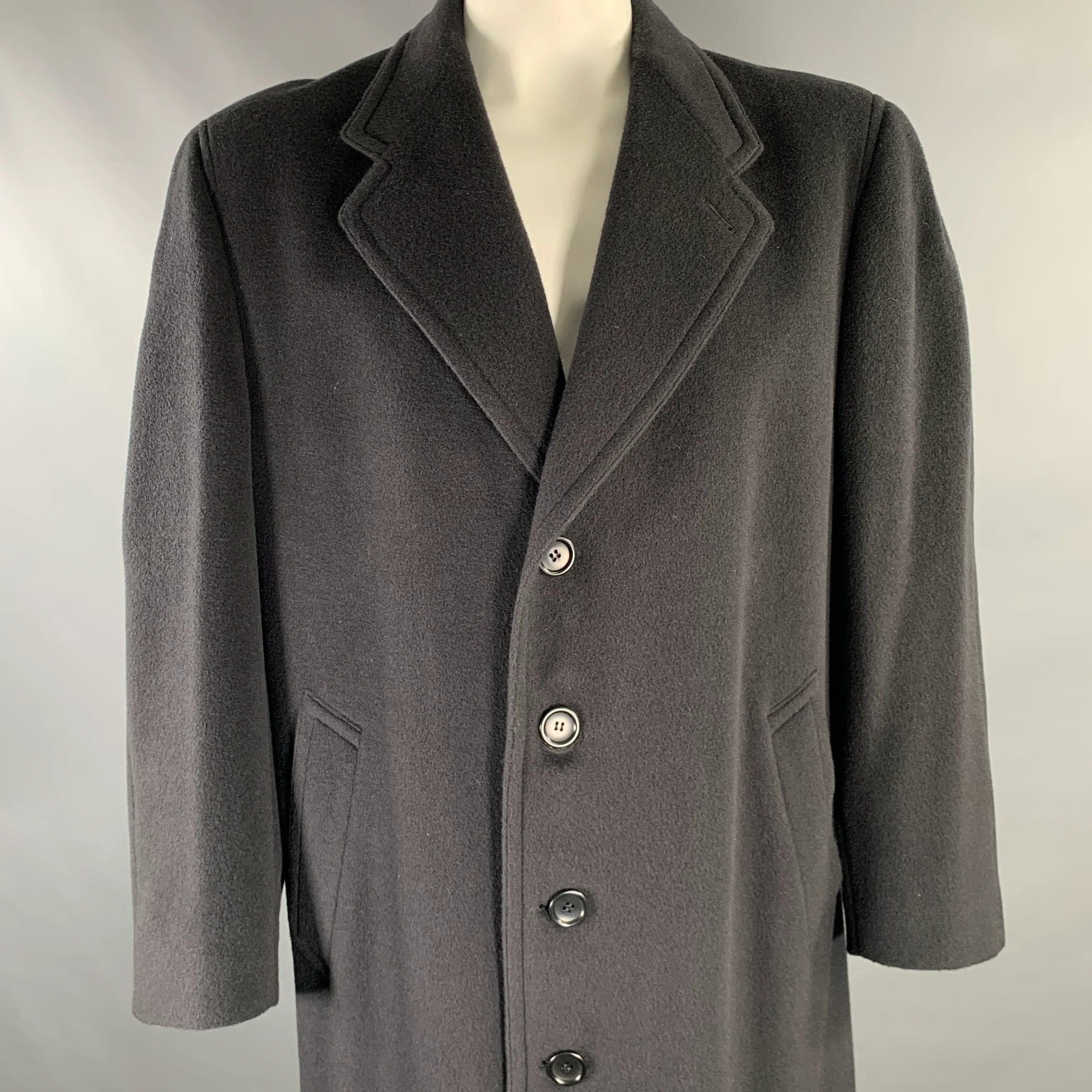 CANALI Size XL Black Wool Blend Coat - Image 2