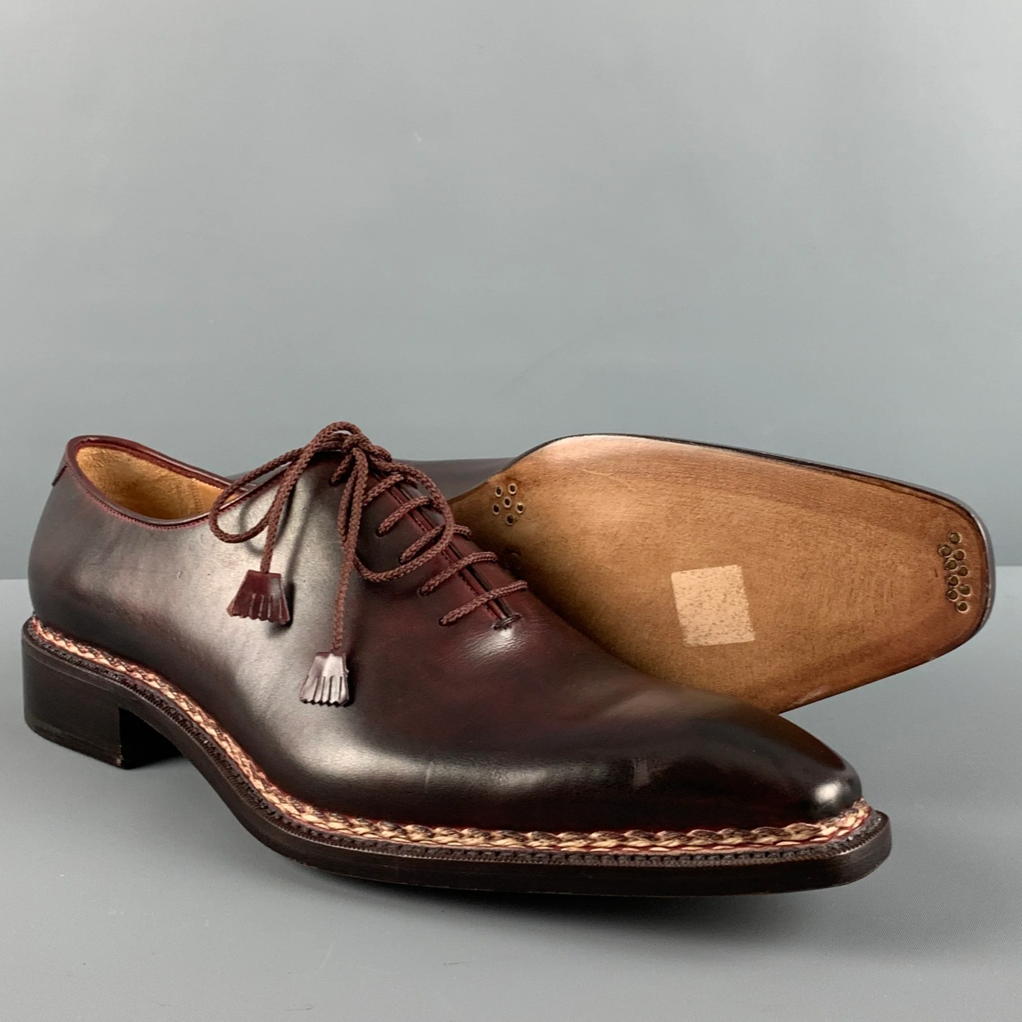CAPORICCI Size 13 Burgundy Antique Leather Lace Up Lace Up Shoes - Image 5
