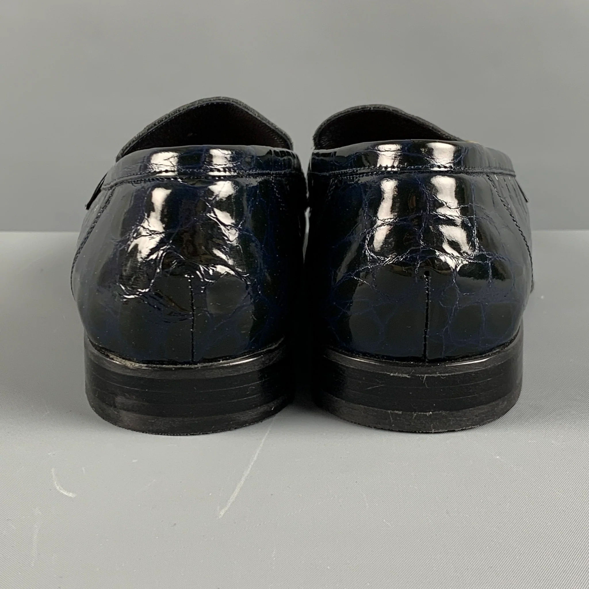 CAPORICCI Size 9 Black Gold Embossed Leather Loafers - Image 4