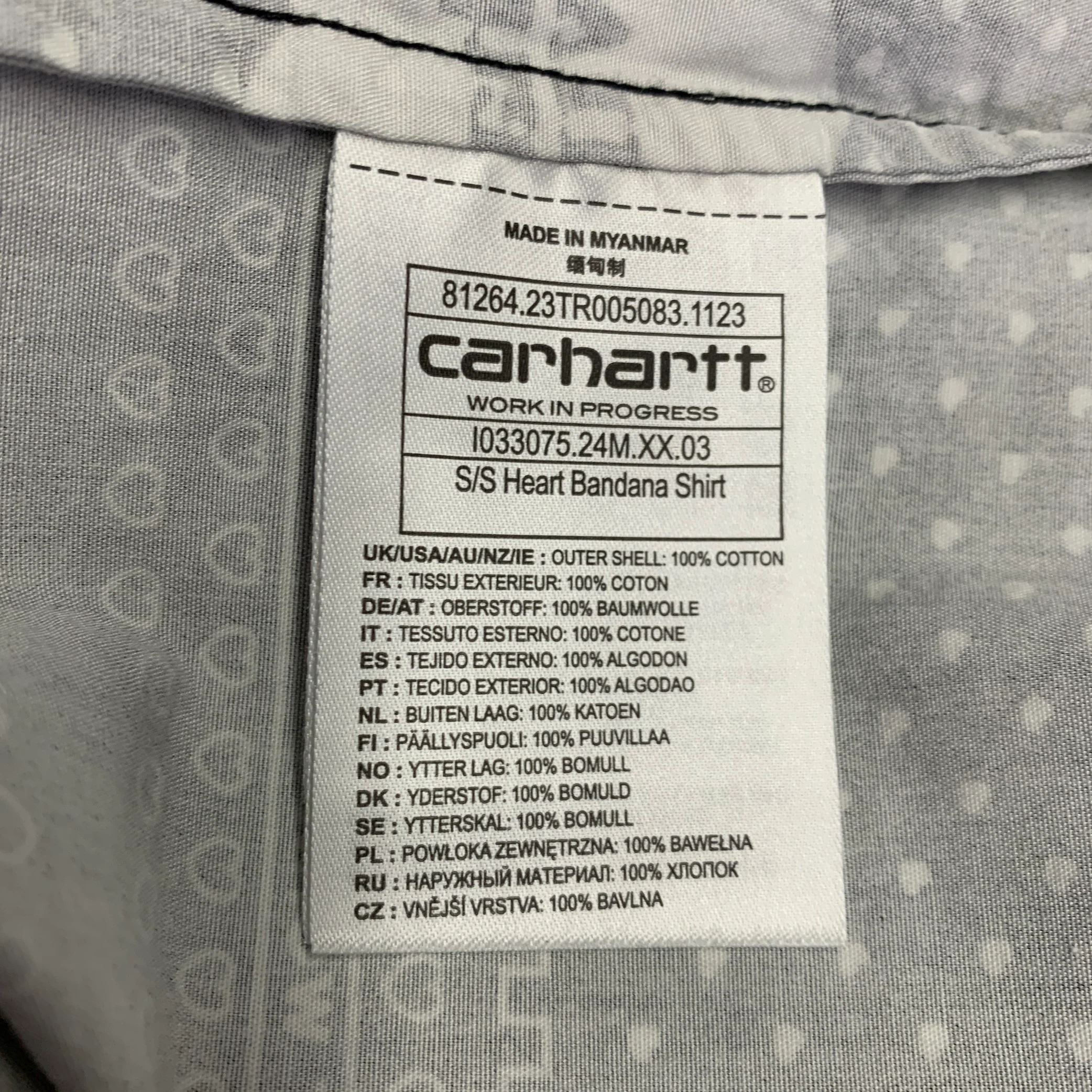 CARHARTT Size M Black White Bandana Cotton Camp Short Sleeve Shirt - Image 5