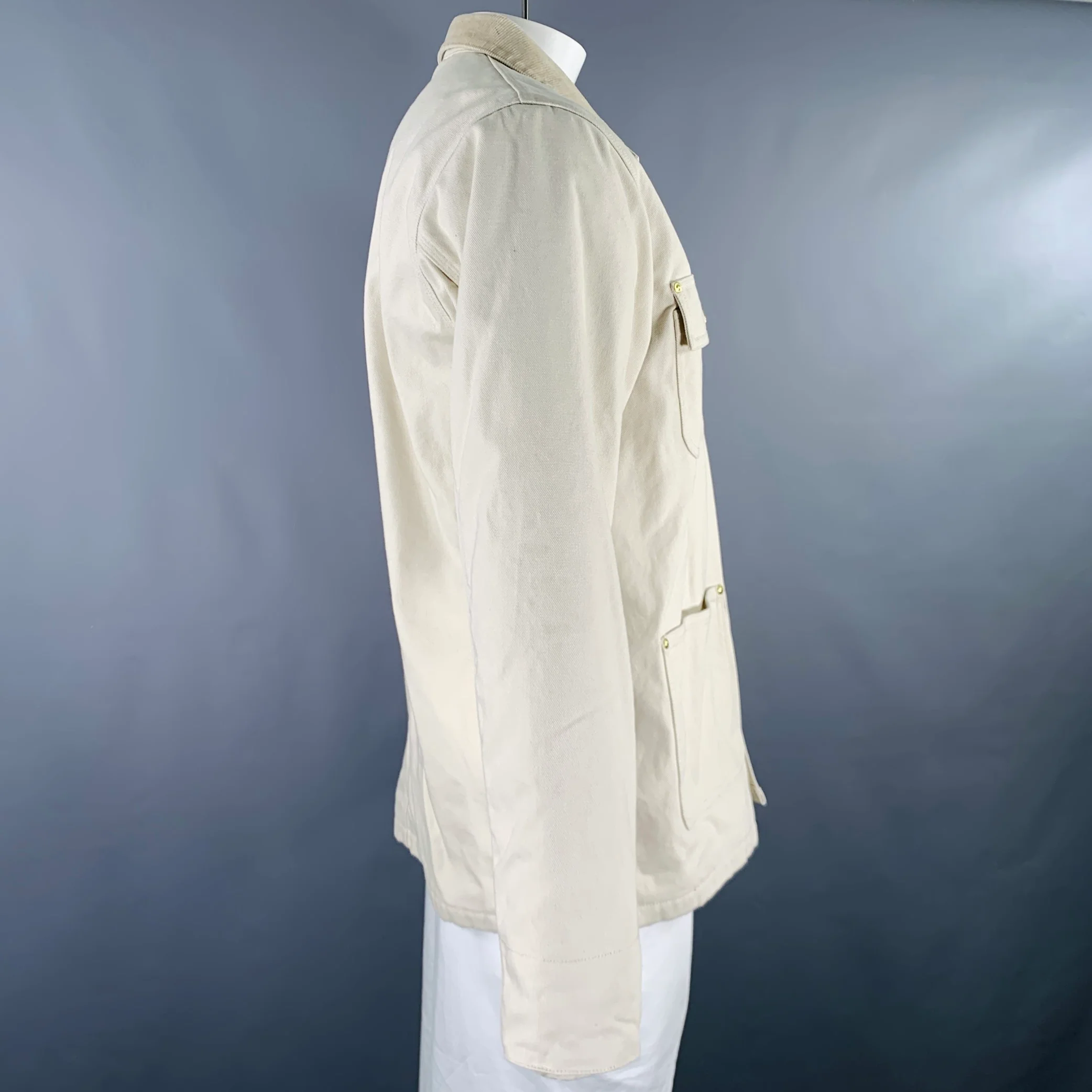 CARHARTT Size XL Michigan Cream Cotton Large Pockets Jacket - Image 3