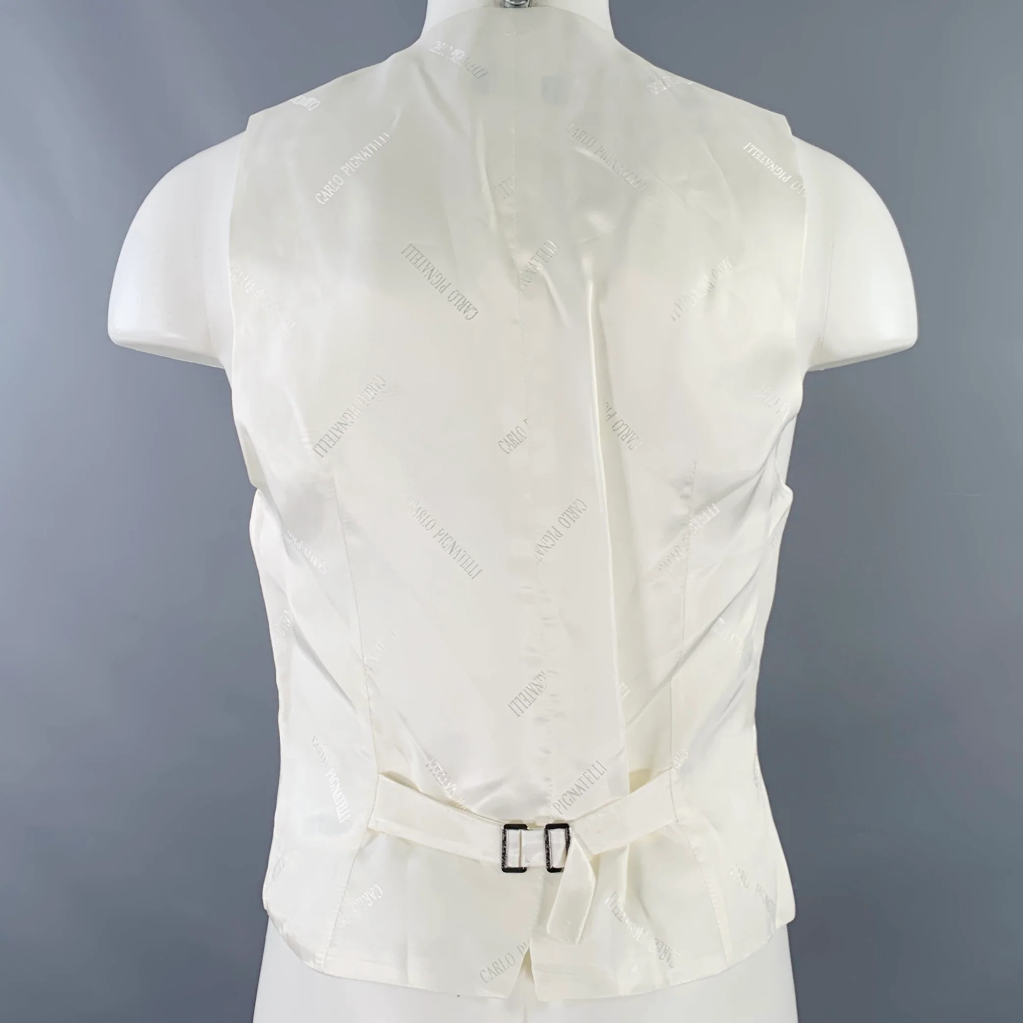 CARLO PIGNATELLI Size 38 Cream Acetate Silk Textured Vest - Image 3