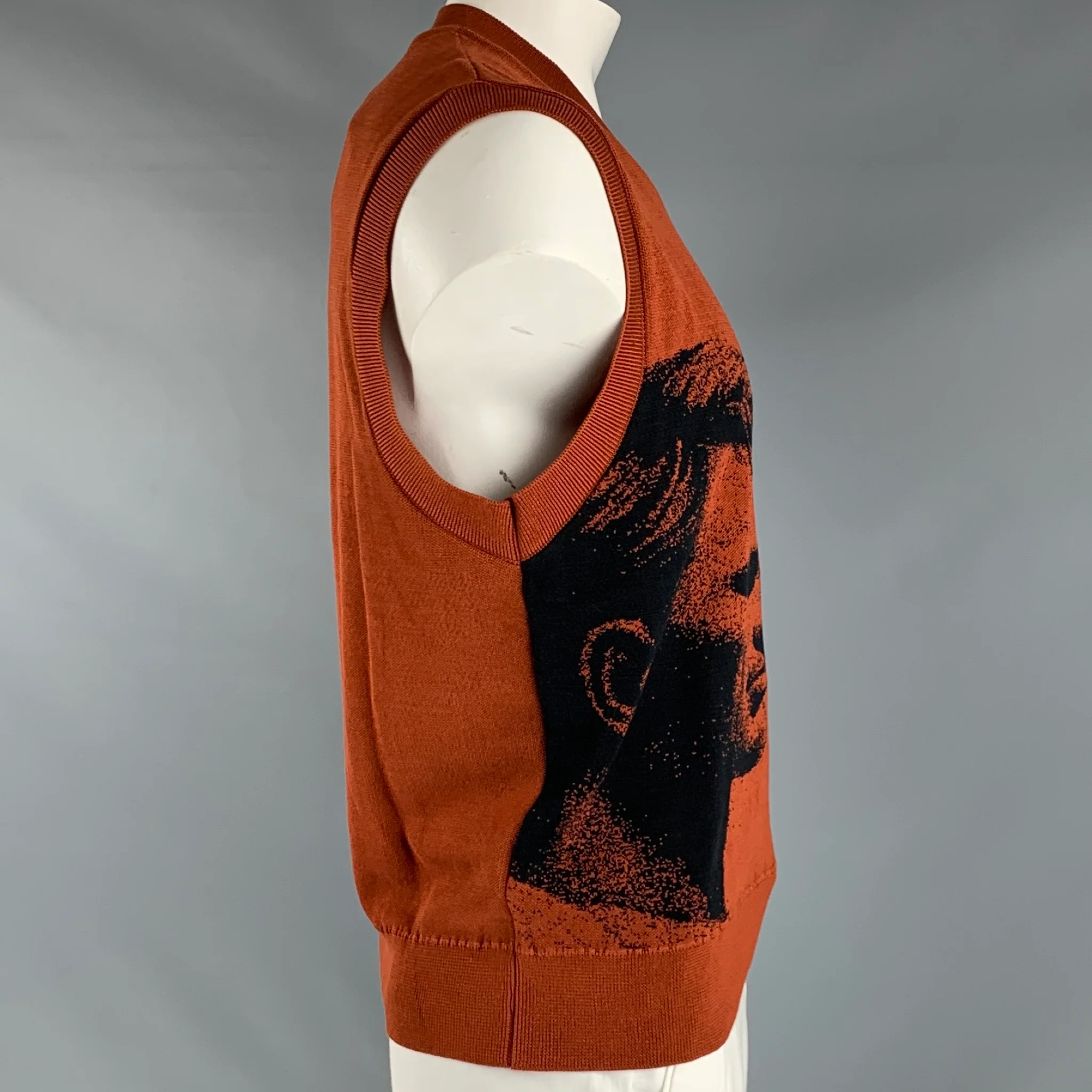 CARNE BOLLENTE x TOM OF FINLAND Size XL Brown Black Knitted Cotton Vest - Image 3