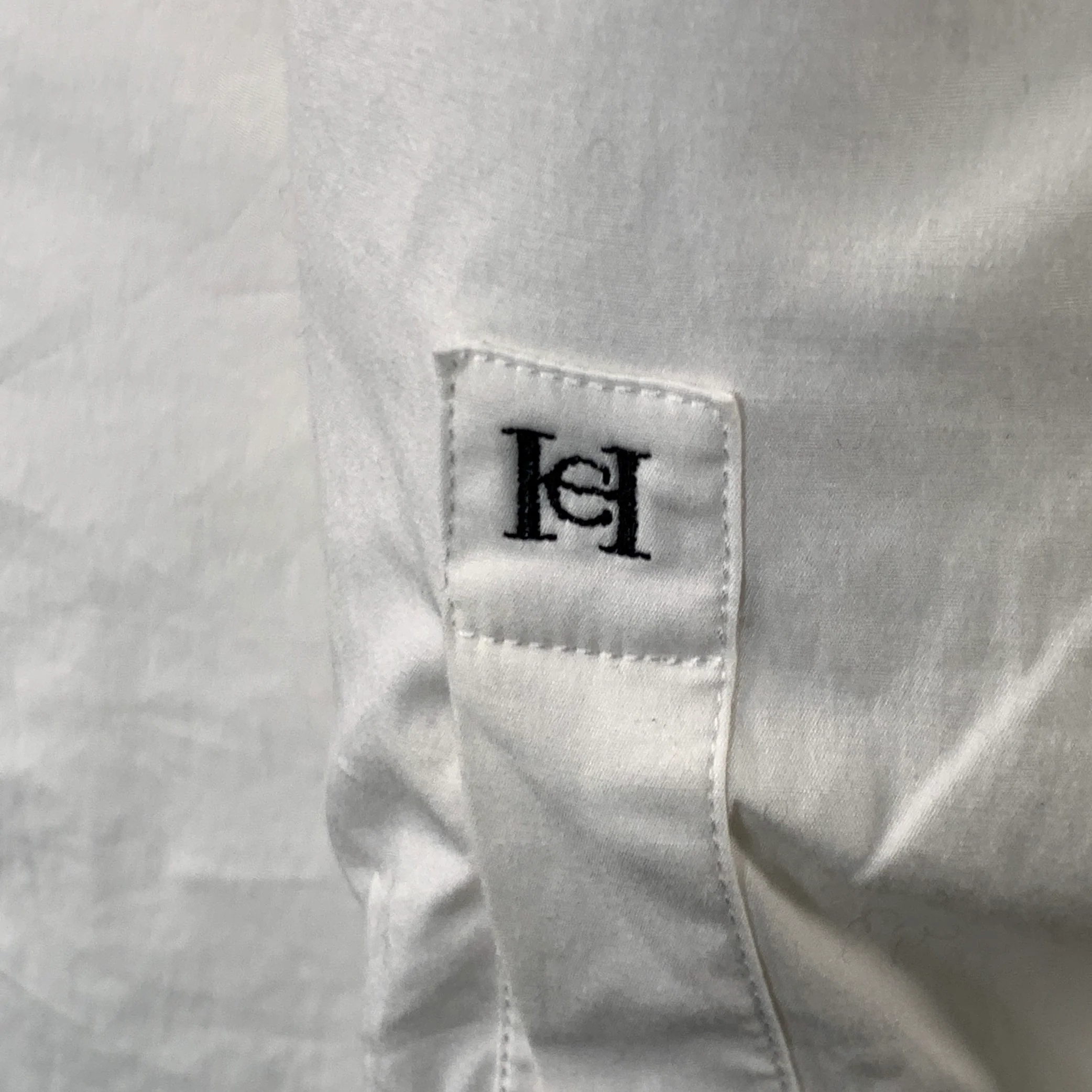 CAROLINA HERRERA Size 14 White Cotton Blend 3/4 Sleeves Spread Collar Shirt - Image 3