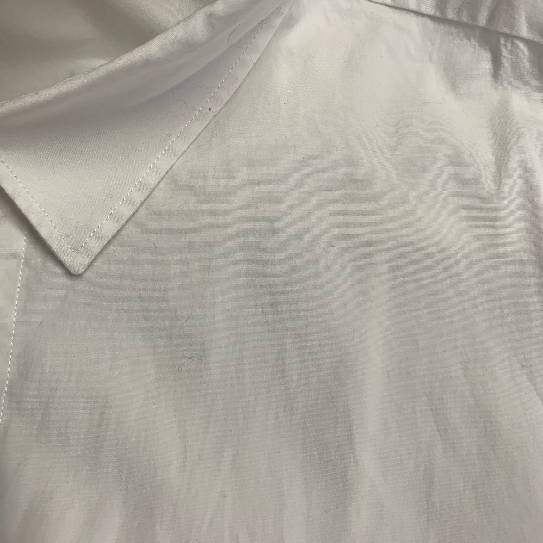 CAROLINA HERRERA Size 14 White Cotton Blend 3/4 Sleeves Spread Collar Shirt - Image 6