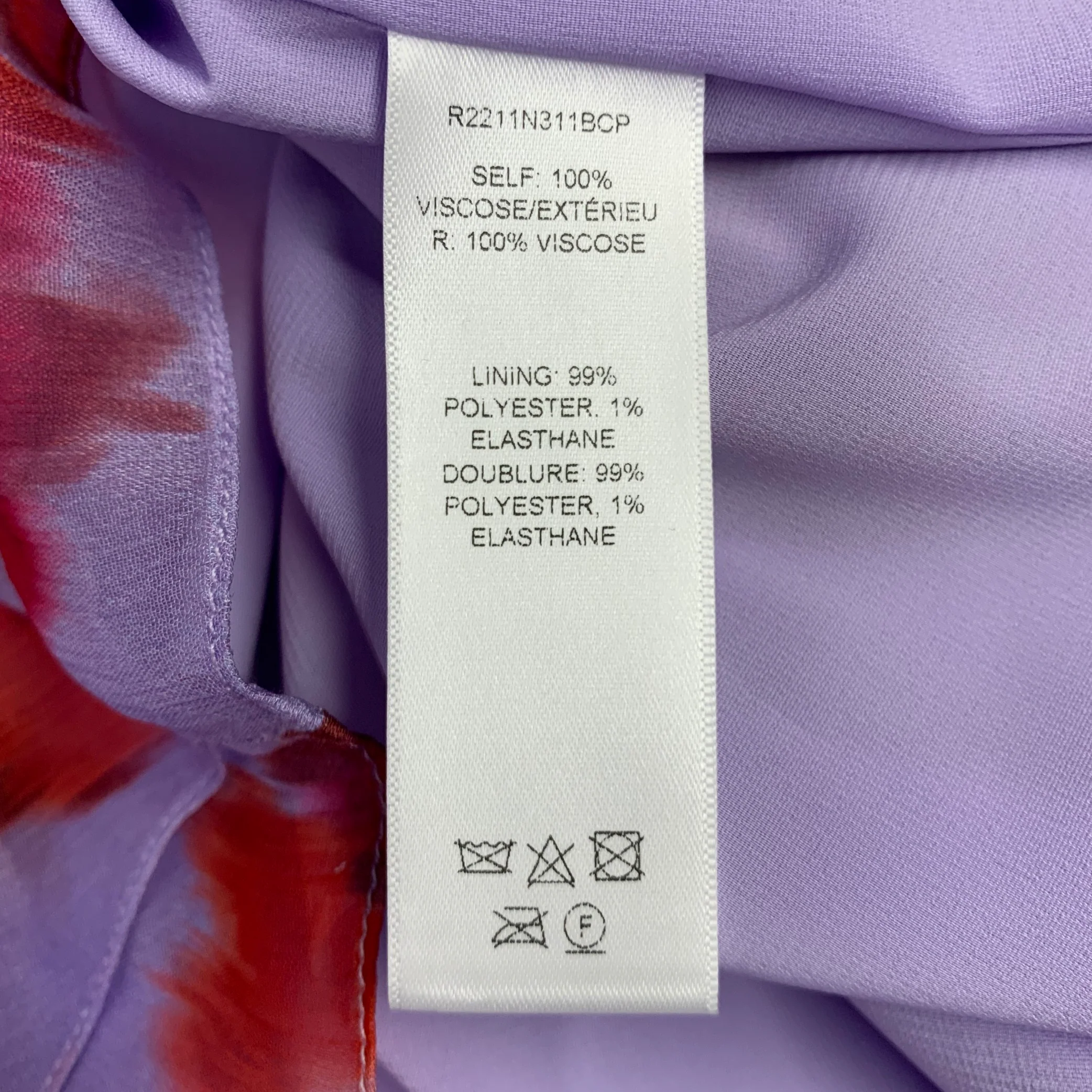 CAROLINA HERRERA Size 2 Purple Red Viscose Abstract Floral Ruffle Midi Skirt - Image 4