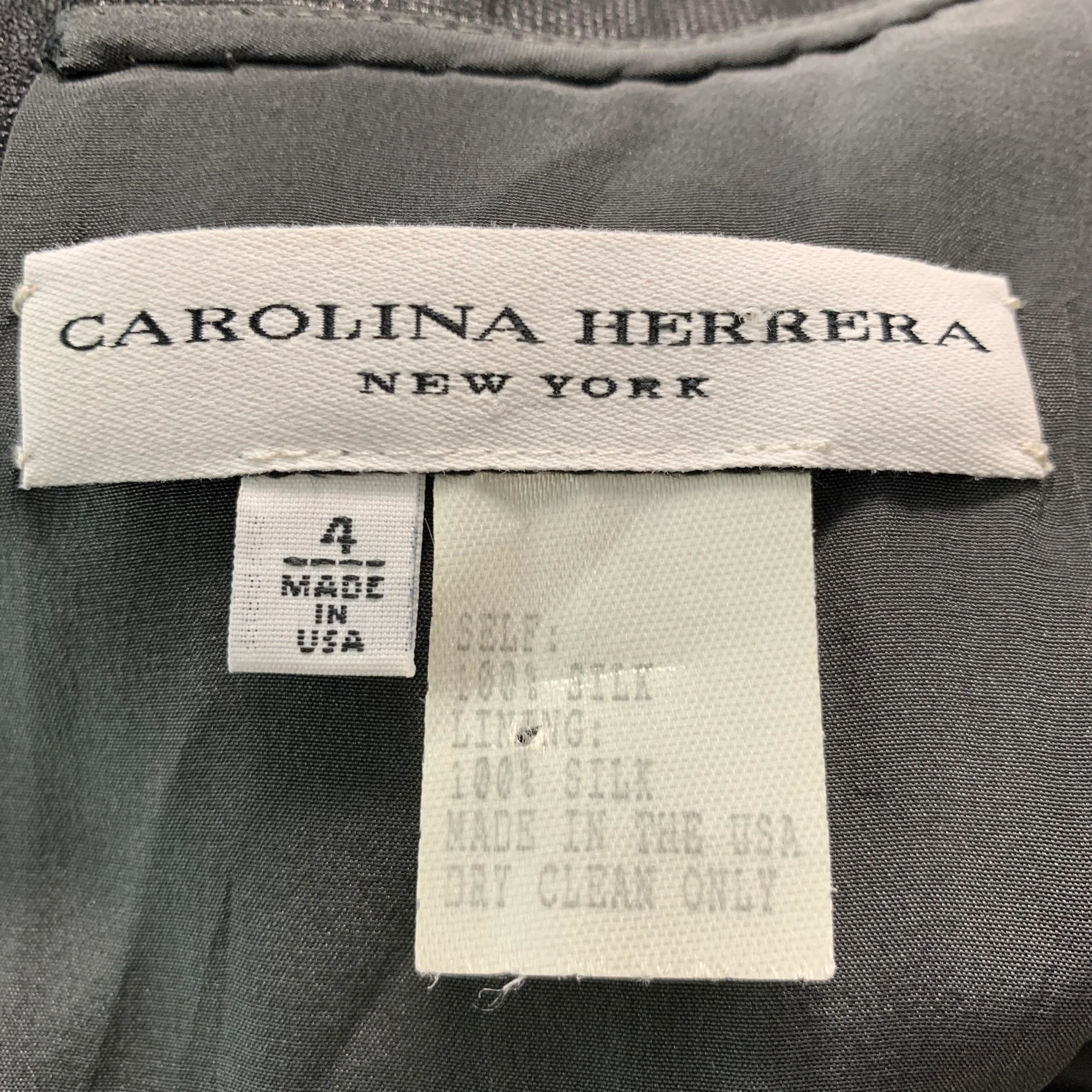 CAROLINA HERRERA Size 4 Black Silk See Through A-Line Dress - Image 5