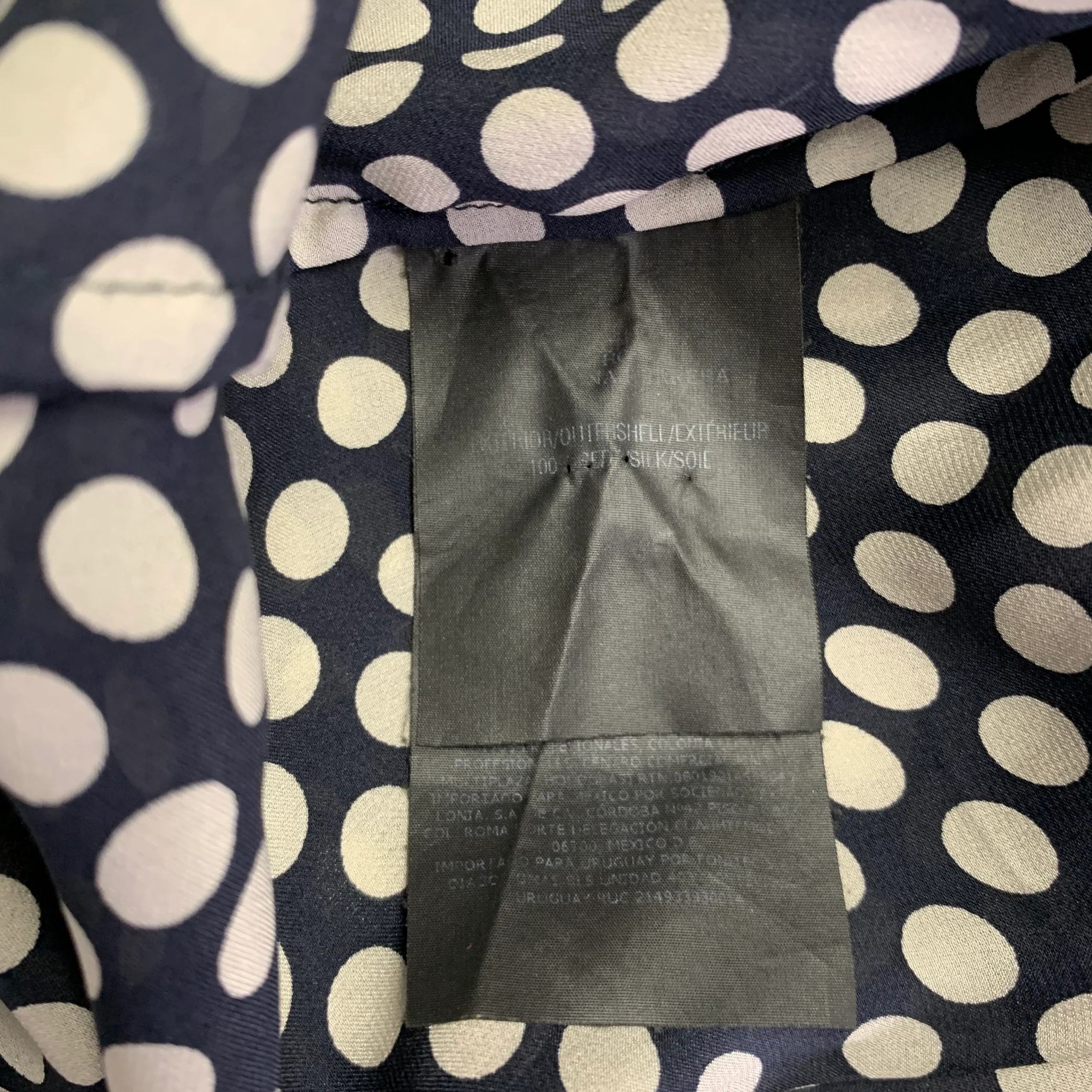 CAROLINA HERRERA Size 8 Black Ivory Silk Polka Dot Pop Over Blouse - Image 7