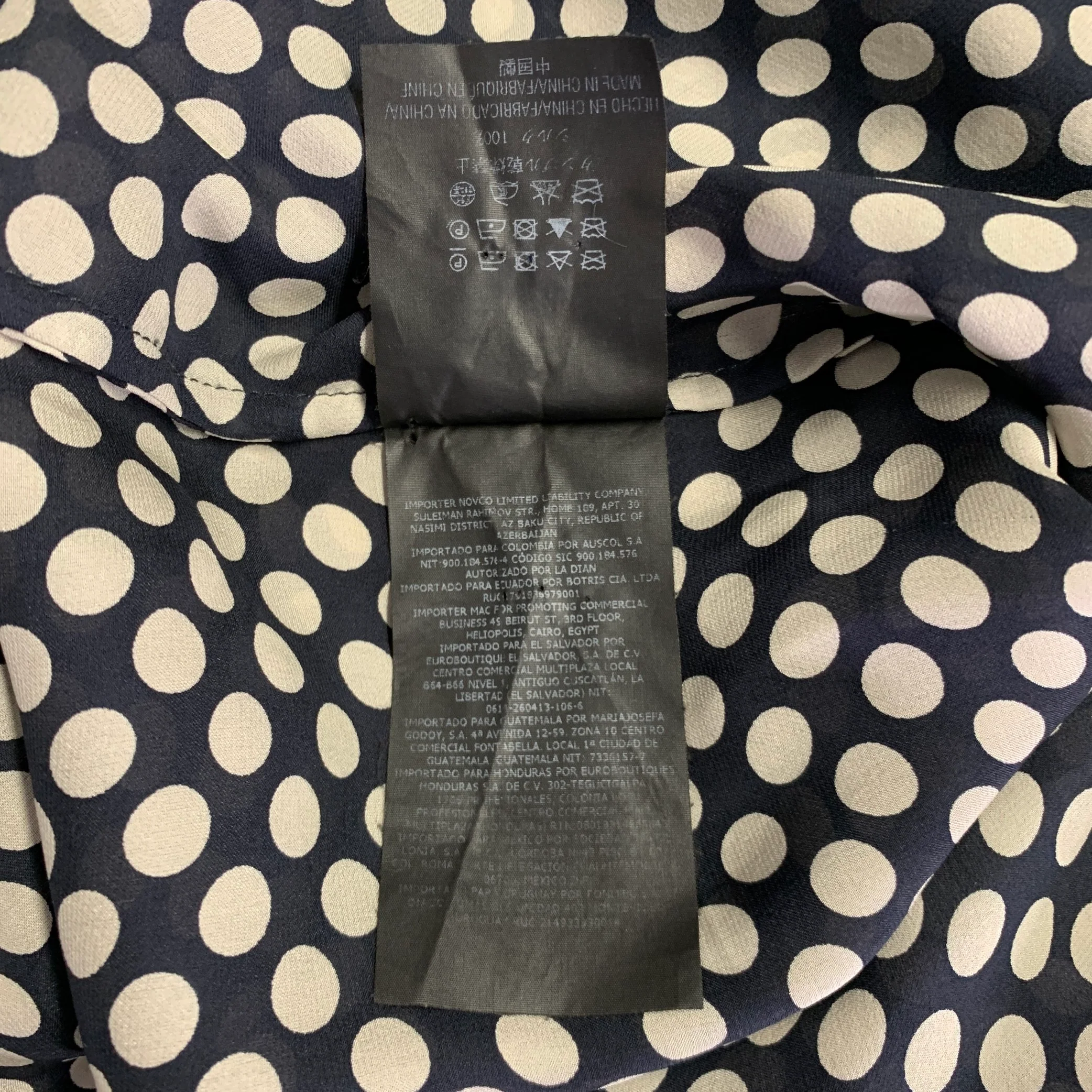 CAROLINA HERRERA Size 8 Black Ivory Silk Polka Dot Pop Over Blouse - Image 8