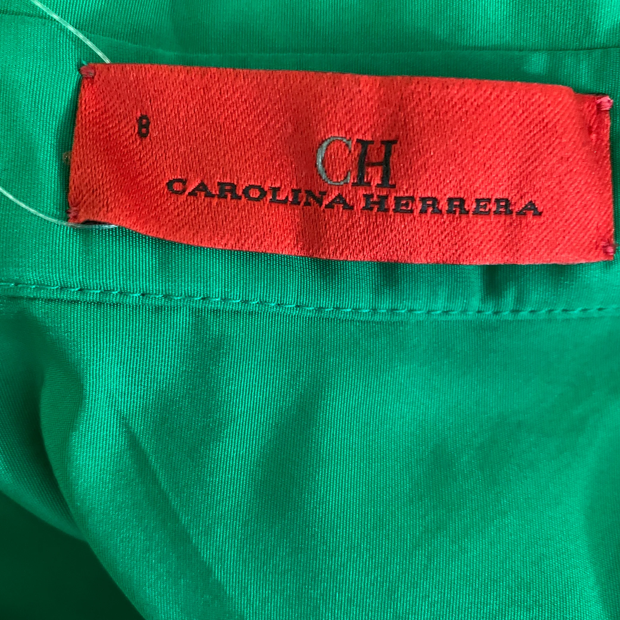CAROLINA HERRERA Size 8 Green Polyester Maxi Long Gown Evening Wear - Image 5