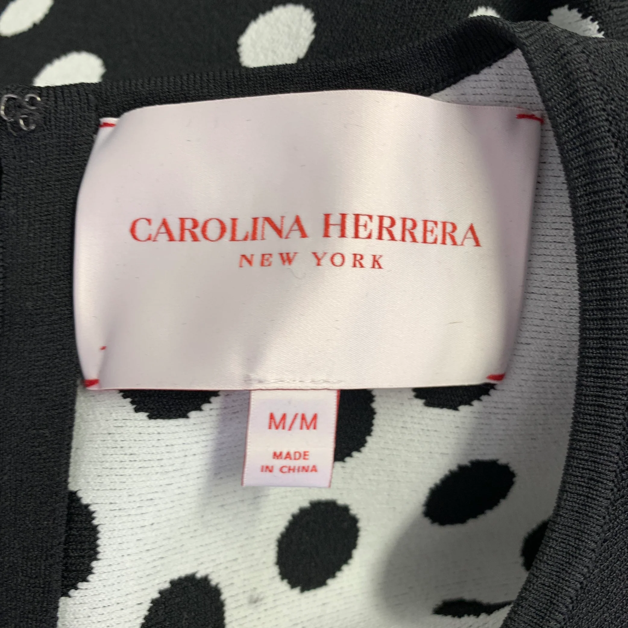 CAROLINA HERRERA Size M Black White Viscose Blend Polka Dot A-Line Dress - Image 4