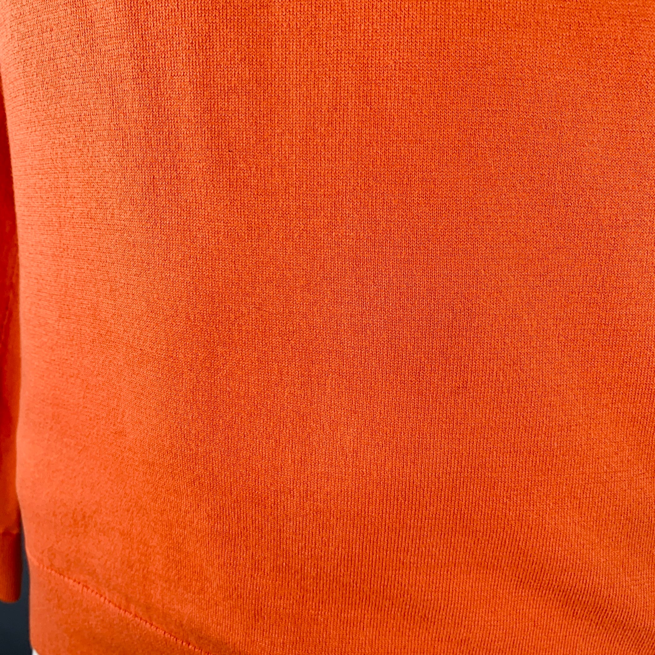CAROLINA HERRERA Size M Orange Cotton V-Neck Pullover - Image 5
