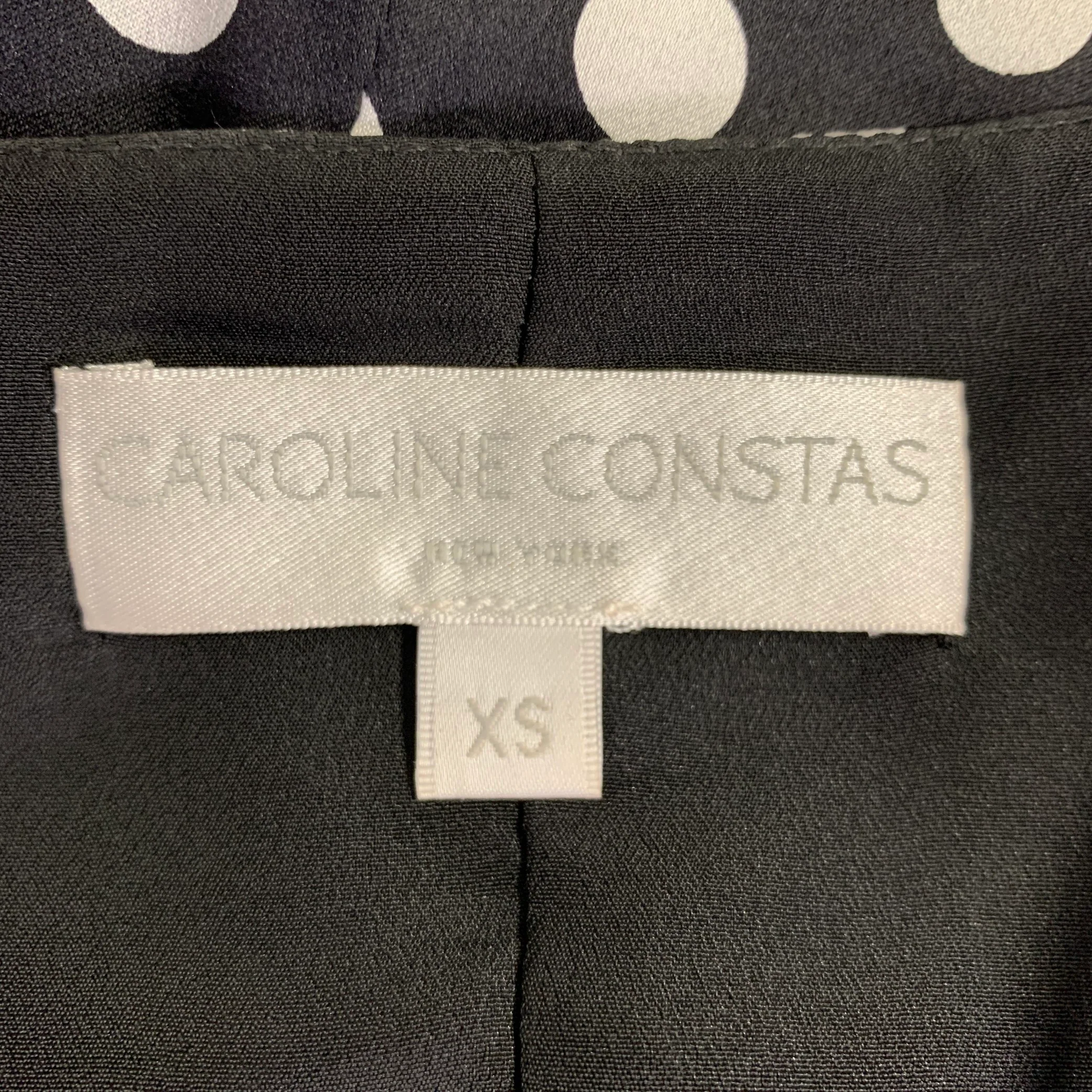 CAROLINE CONSTAS Size XS Black White Silk Blend Polka Dot Dress - Image 5
