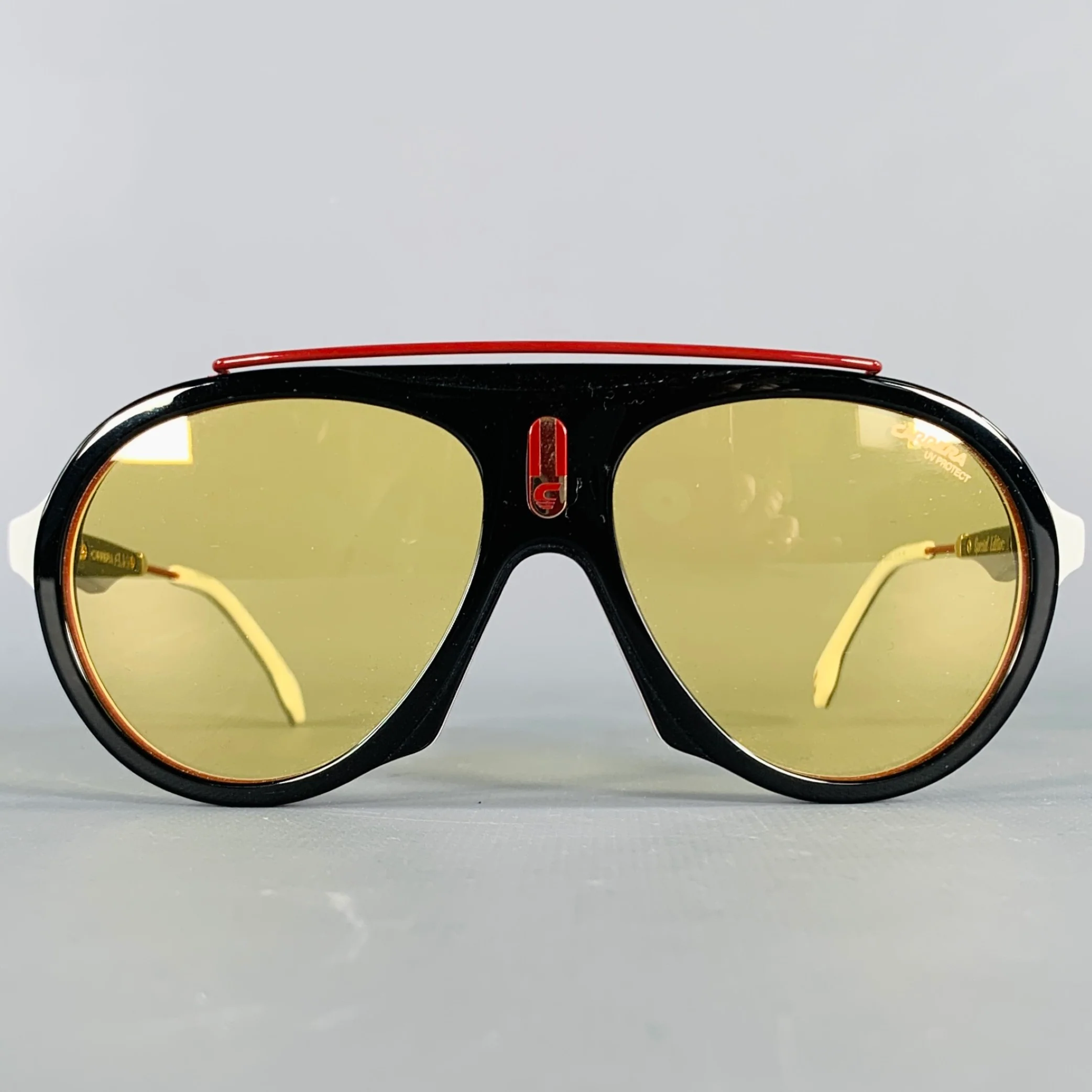 CARRERA FLAG Guuho Black White Red Color Block Acetate Sunglasses
