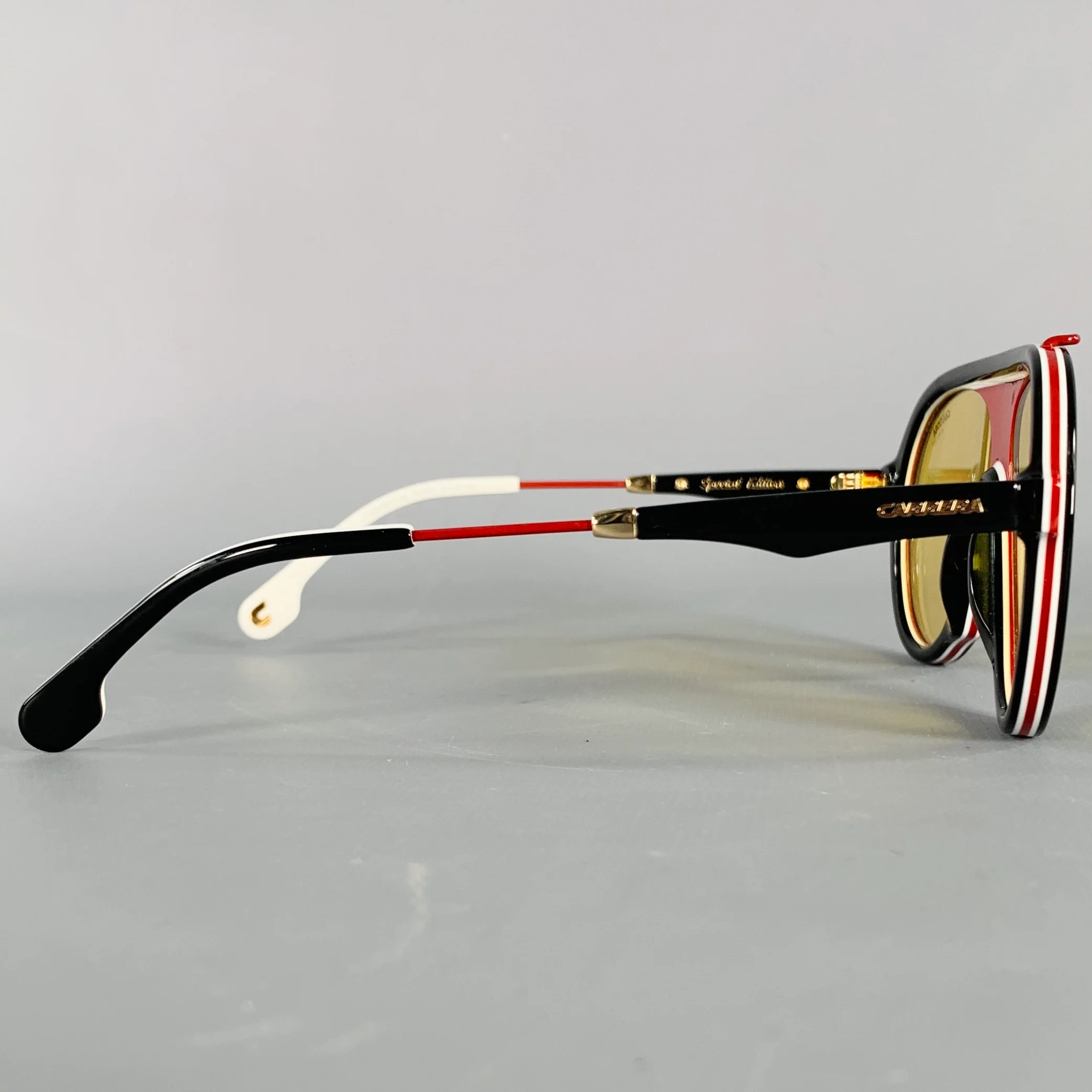 CARRERA FLAG Guuho Black White Red Color Block Acetate Sunglasses - Image 2