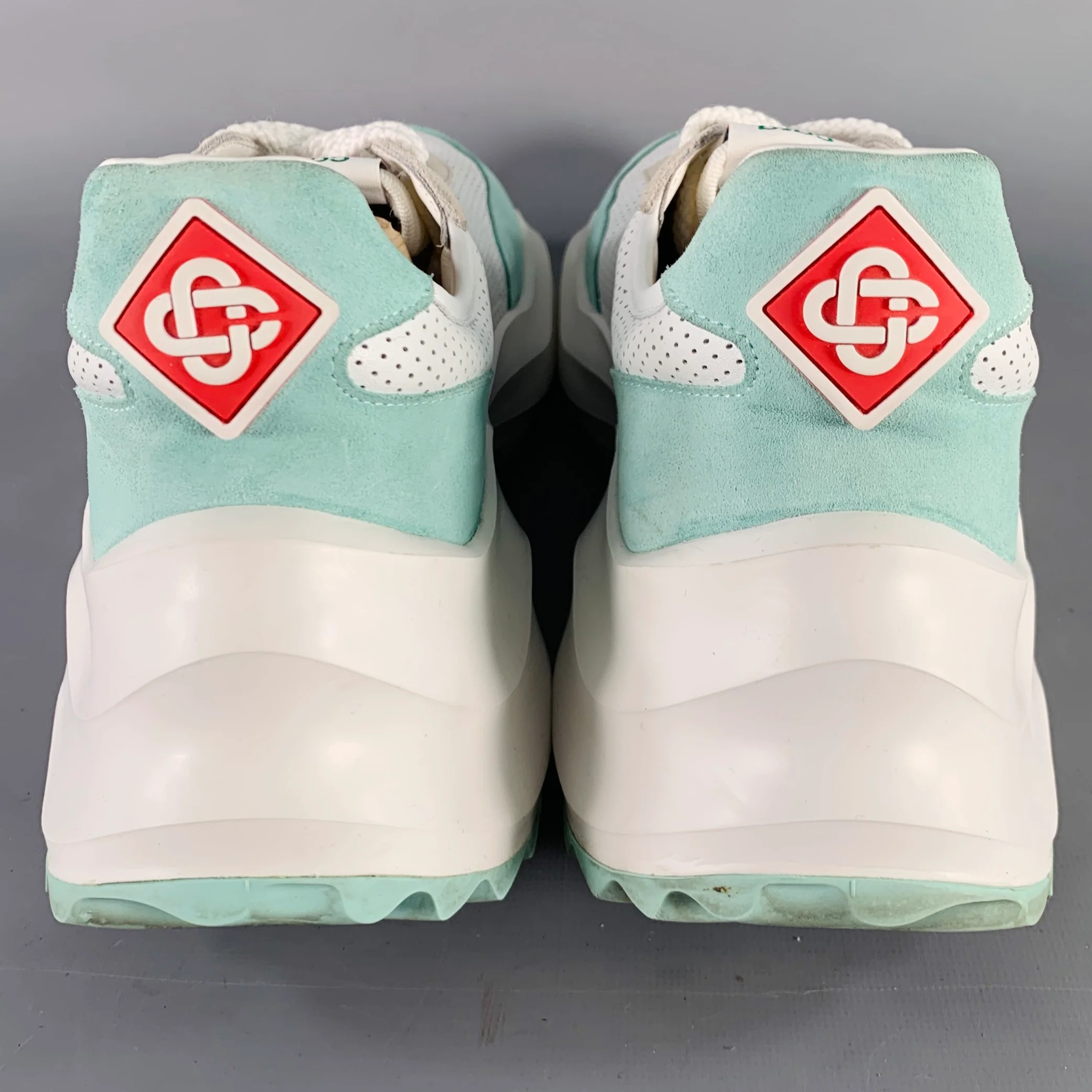 CASABLANCA Size 12 White Mint Perforated Leather Color Block Sneakers - Image 3
