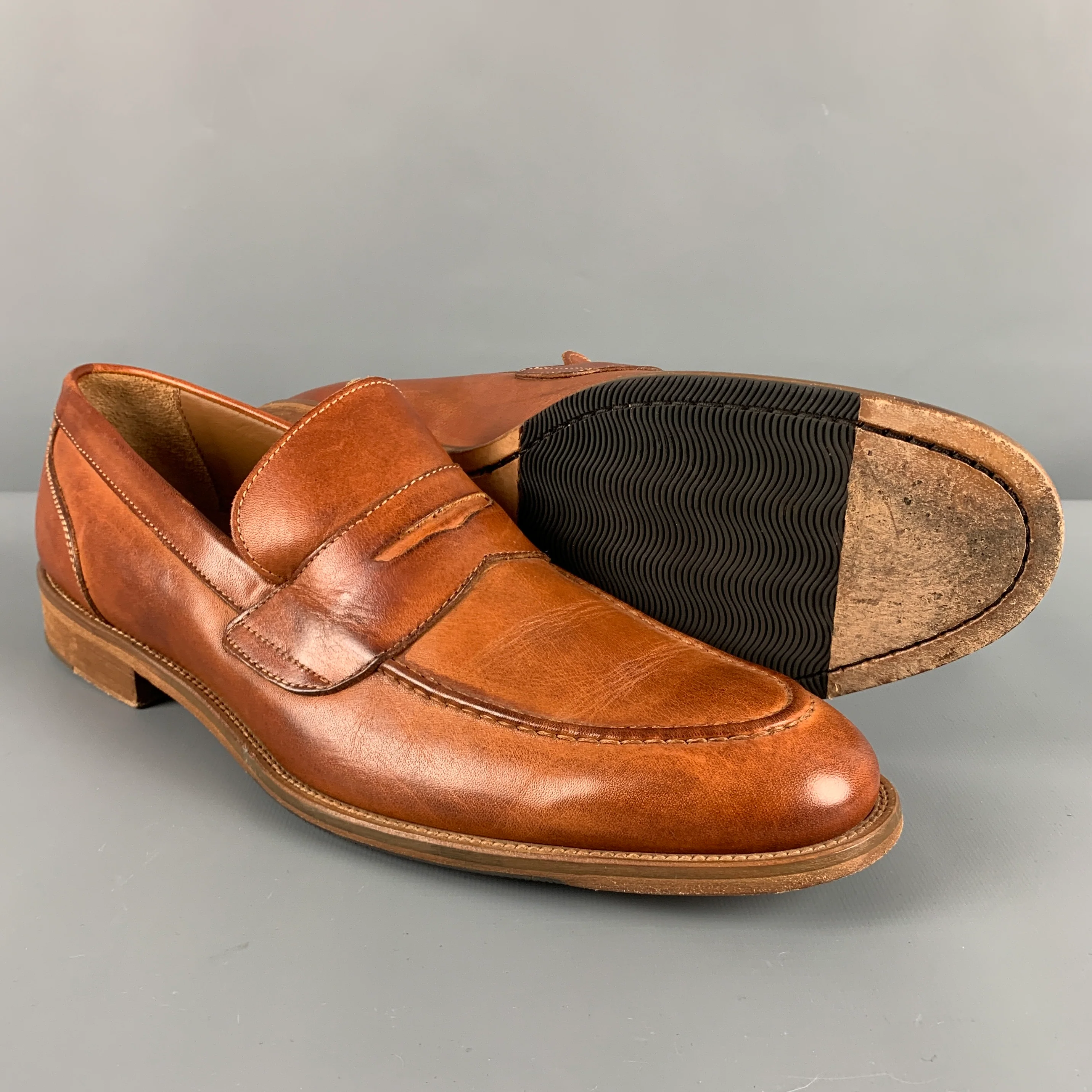 CASANOVA Size 10.5 Tan Leather Penny Loafers - Image 5
