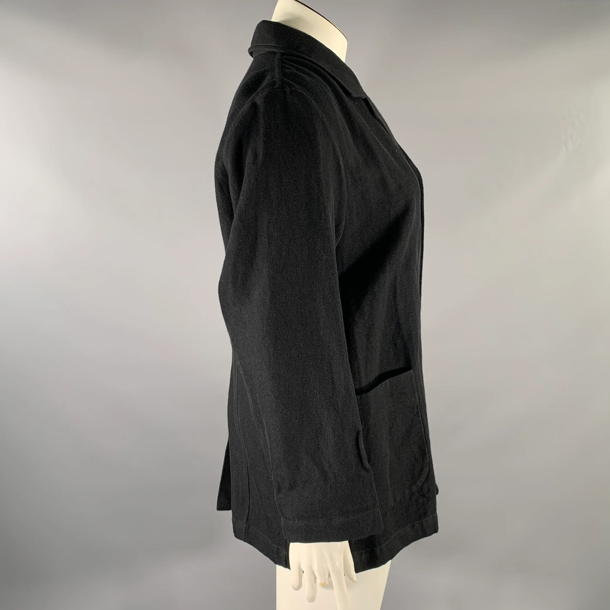 CASEY CASEY Size L Black Wool Linen 3 button Jacket - Image 2