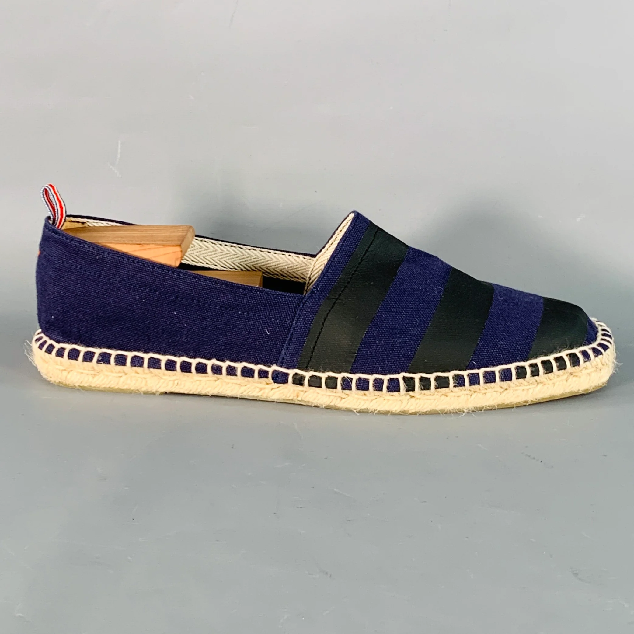 CASTANER Size 11 Navy Black Stripe Canvas Espadrille Slip On Sneakers - Image 2